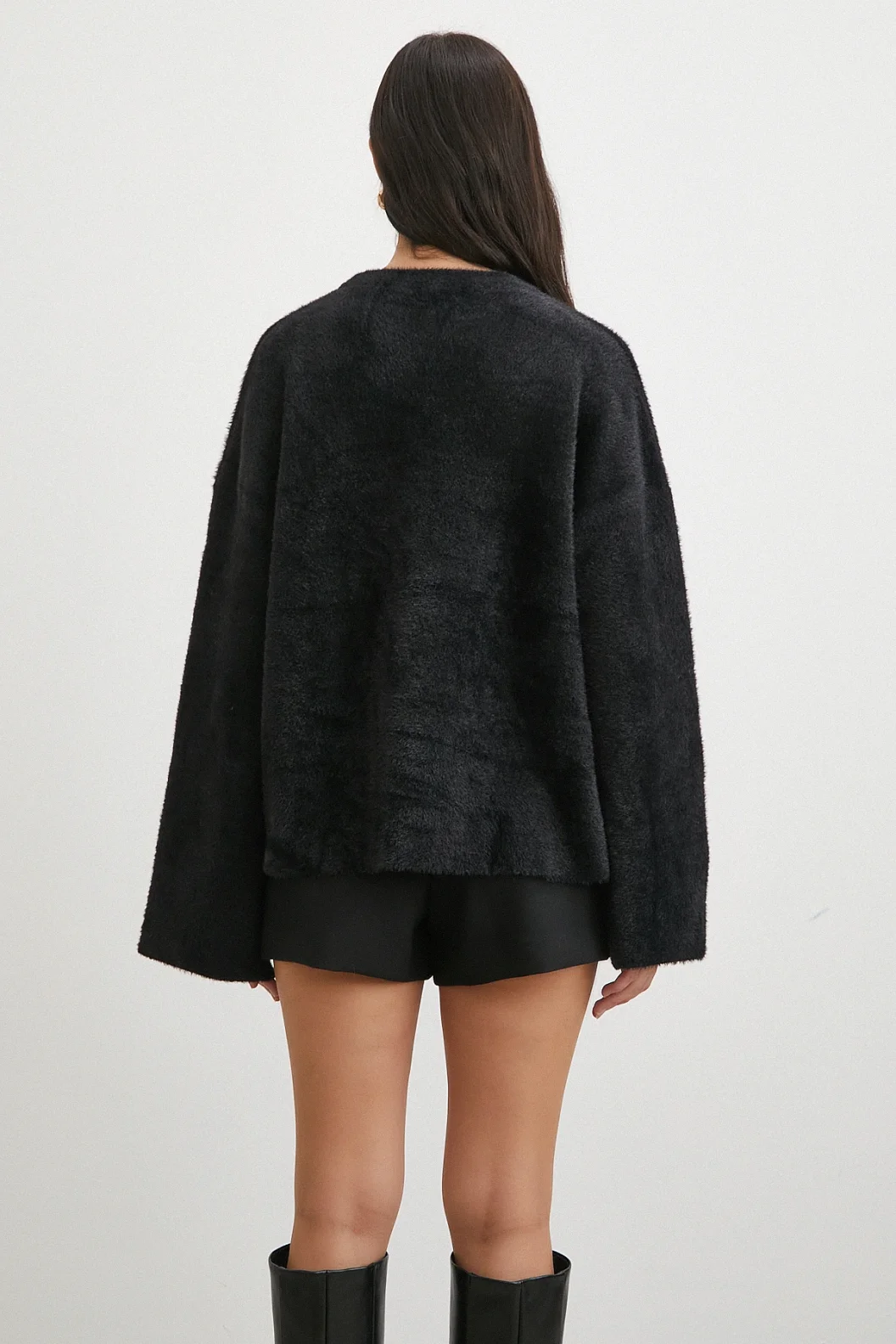 Bisiklet Yaka T Kol Kazak Siyah