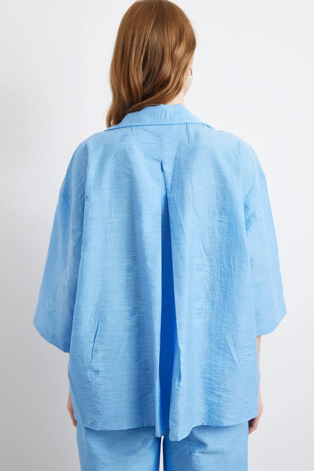 Fakir Kol Oversize Gömlek Mavi
