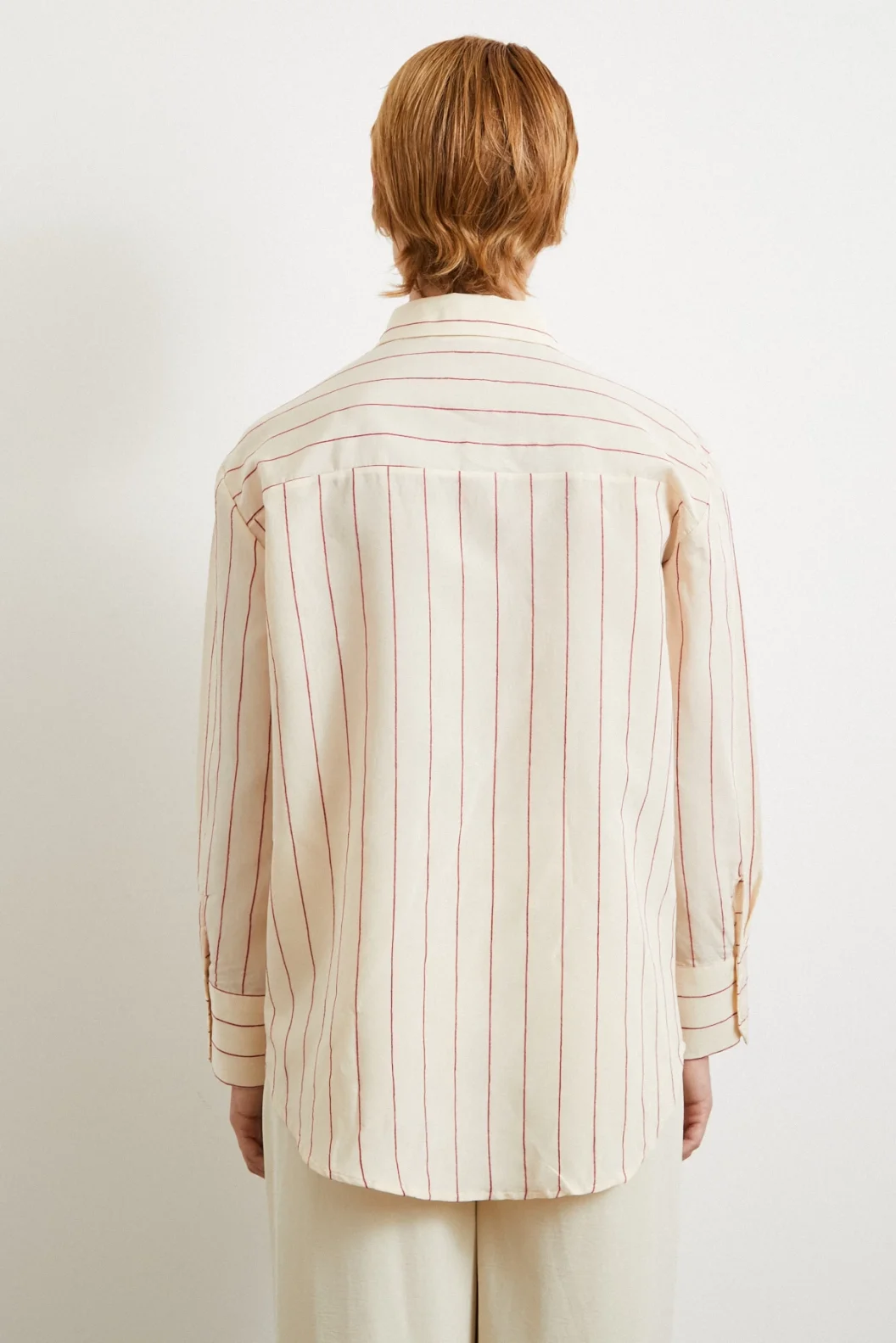 Gestreiftes Modalhemd in Fuchsia