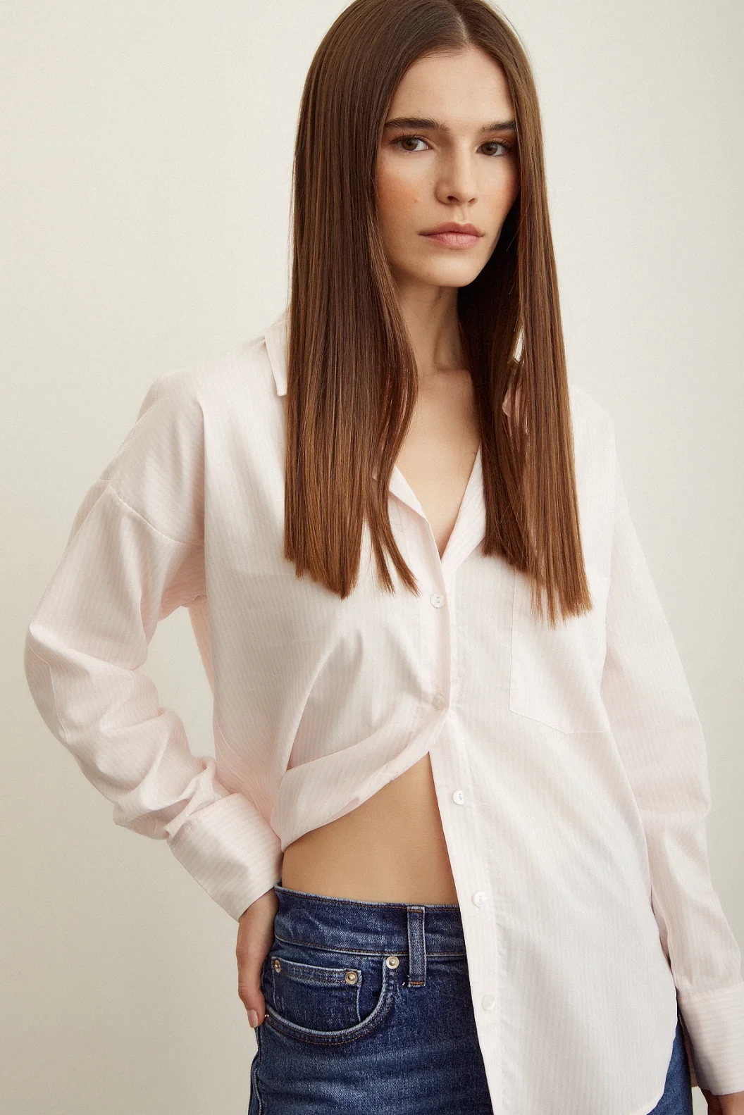 Gestreiftes Hemd Puder