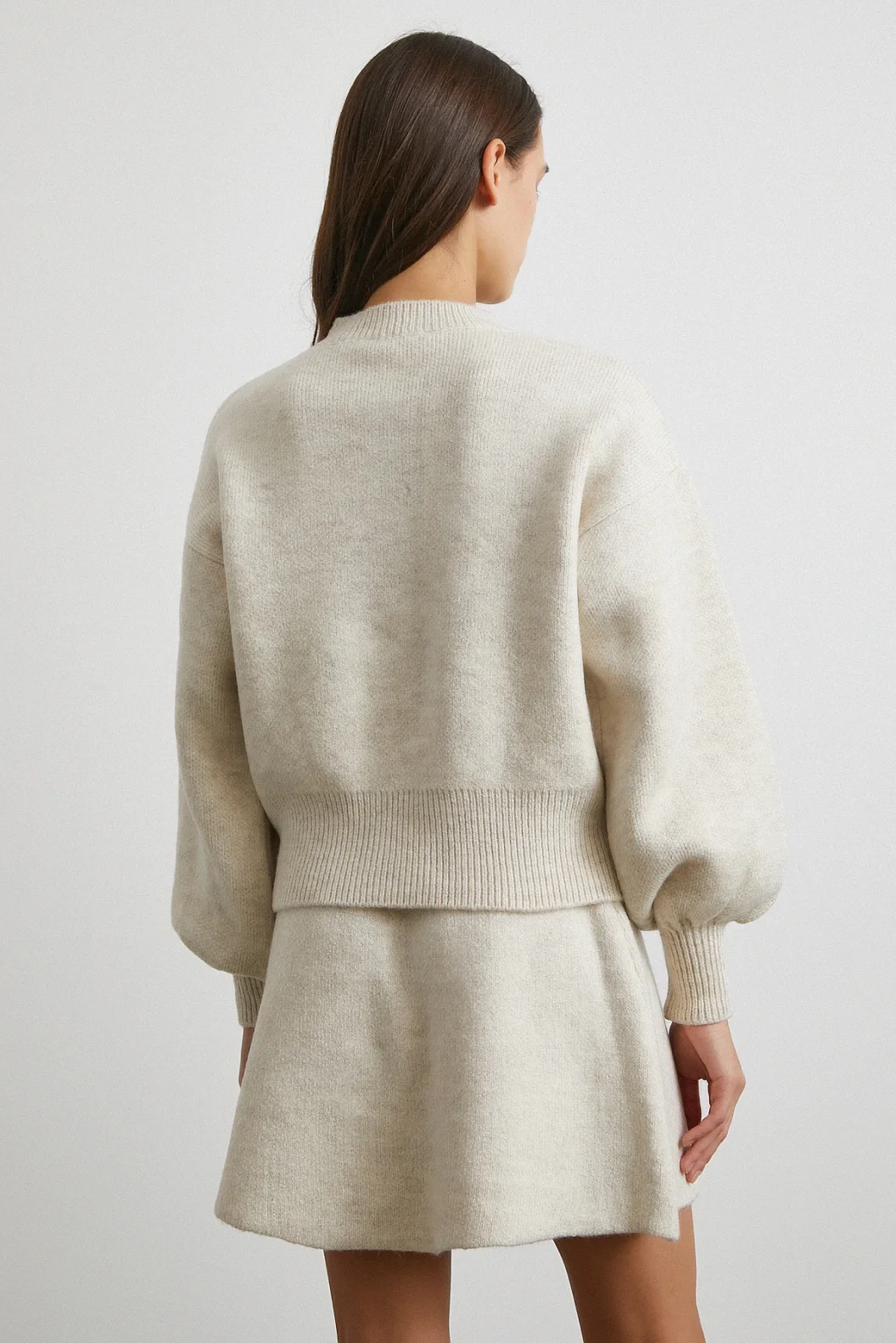 Hırka Etek Triko Takım Ekru