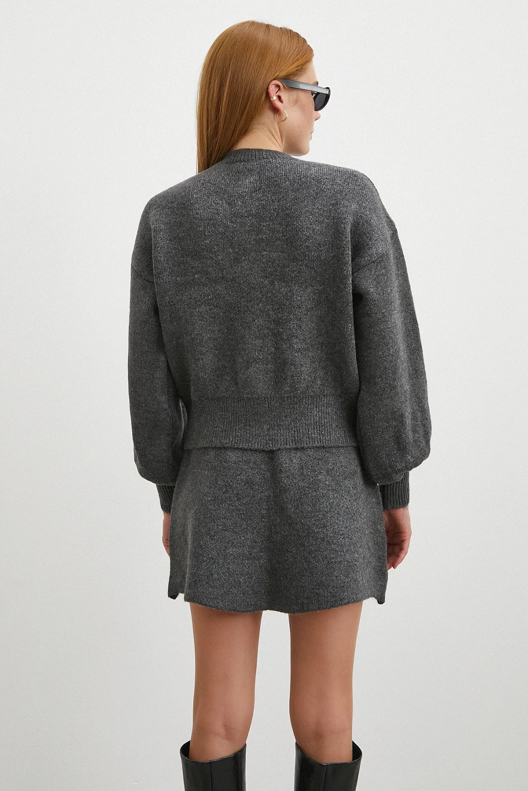 Hırka Etek Triko Takım Antirasit