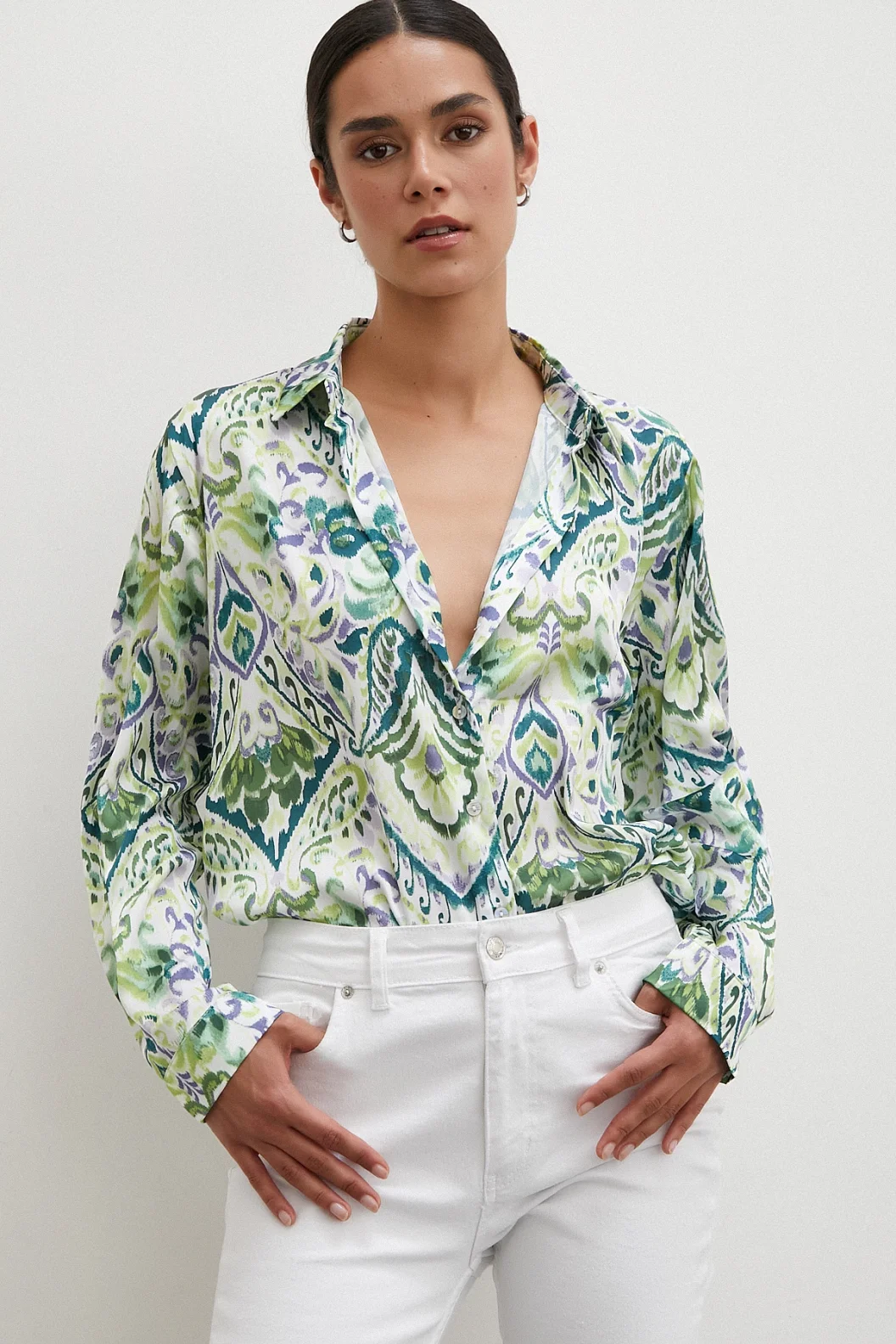 Saten Gömlek Yeşil