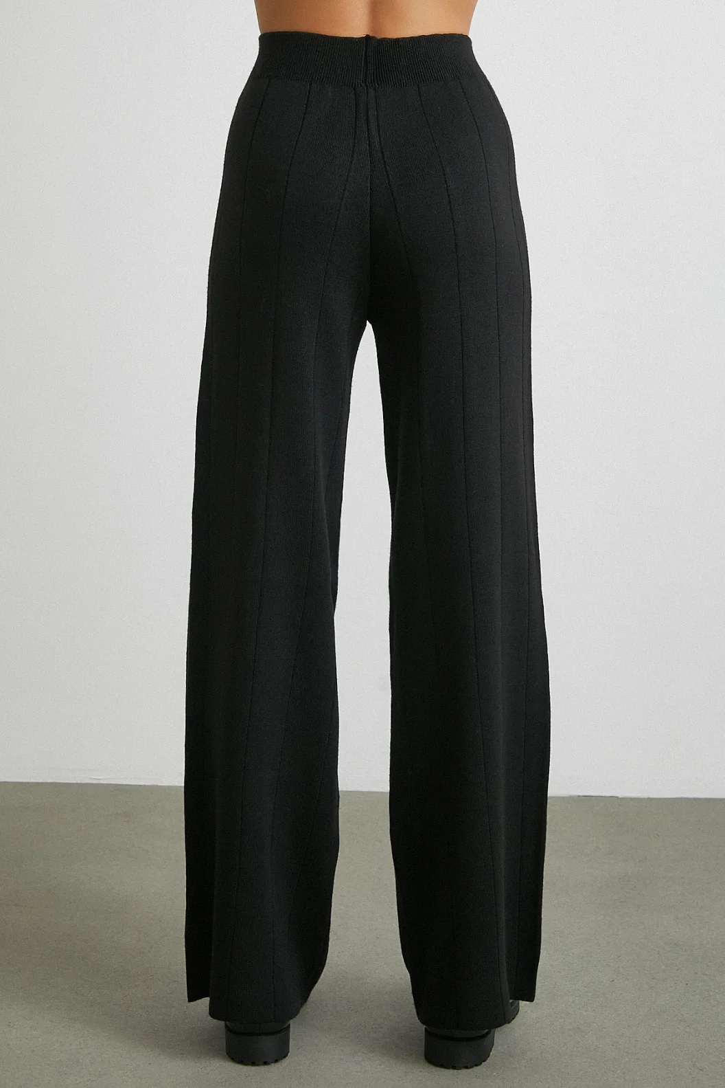 Polo Yaka Pantolonlu Triko Takım Siyah