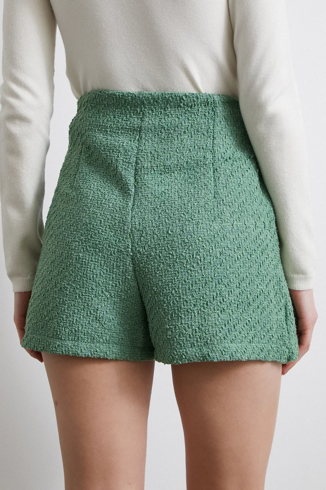 Yırtmaçlı Şort Etek Yeşil