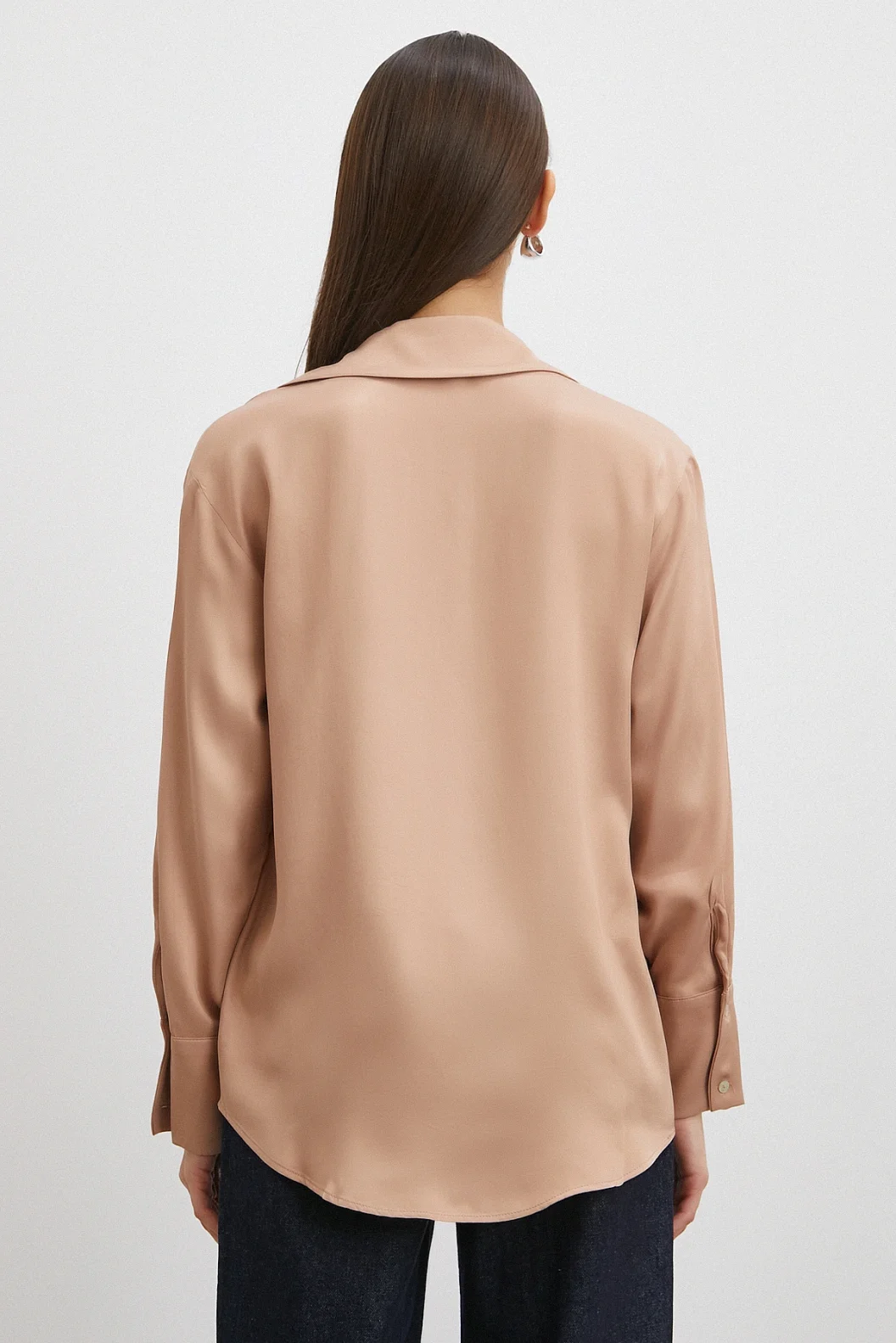 Viskon Saten Gömlek Somon