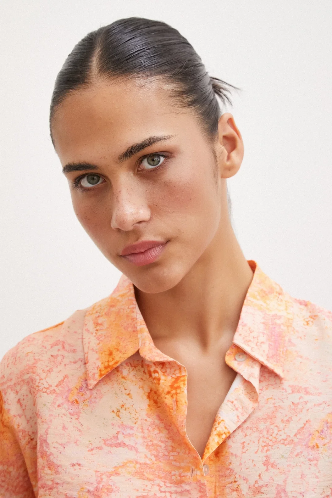 قميص مودال بنقشة قطرة الندى باللون البرتقالي