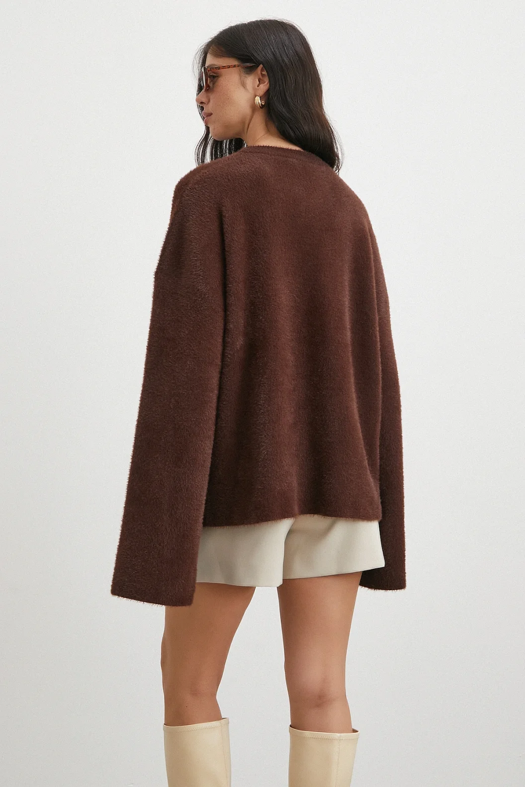 Bisiklet Yaka T Kol Kazak Kahve