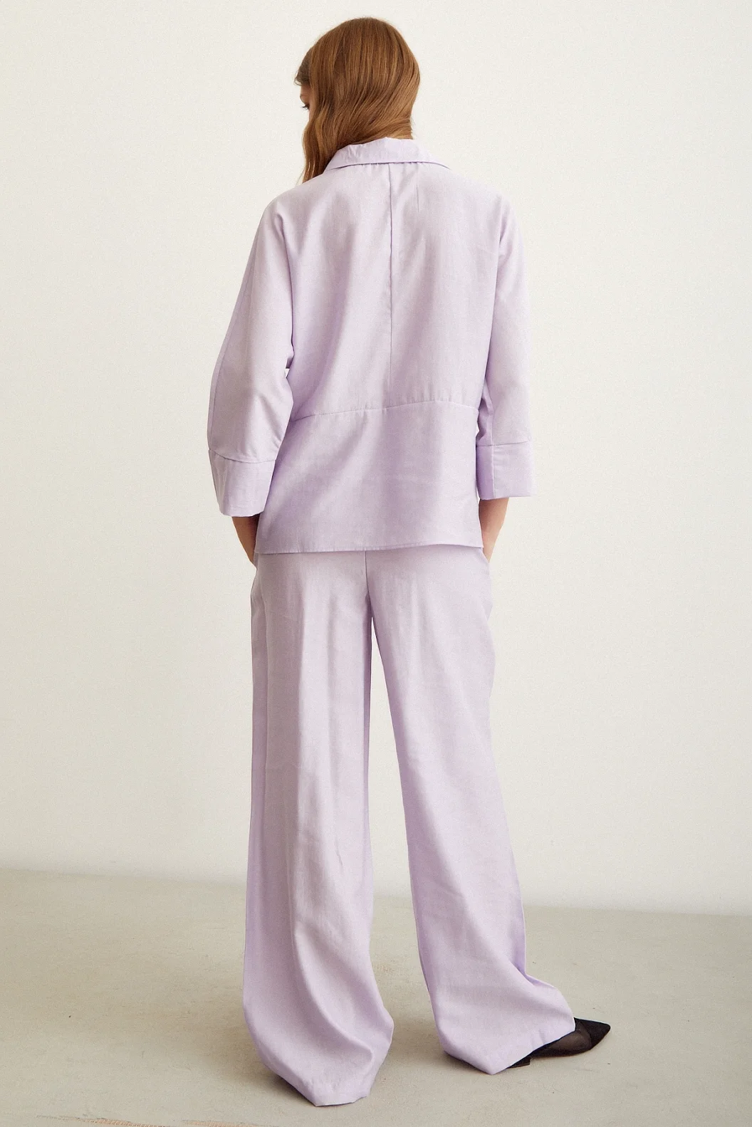 Bat Sleeve Linen Shirt Lilac