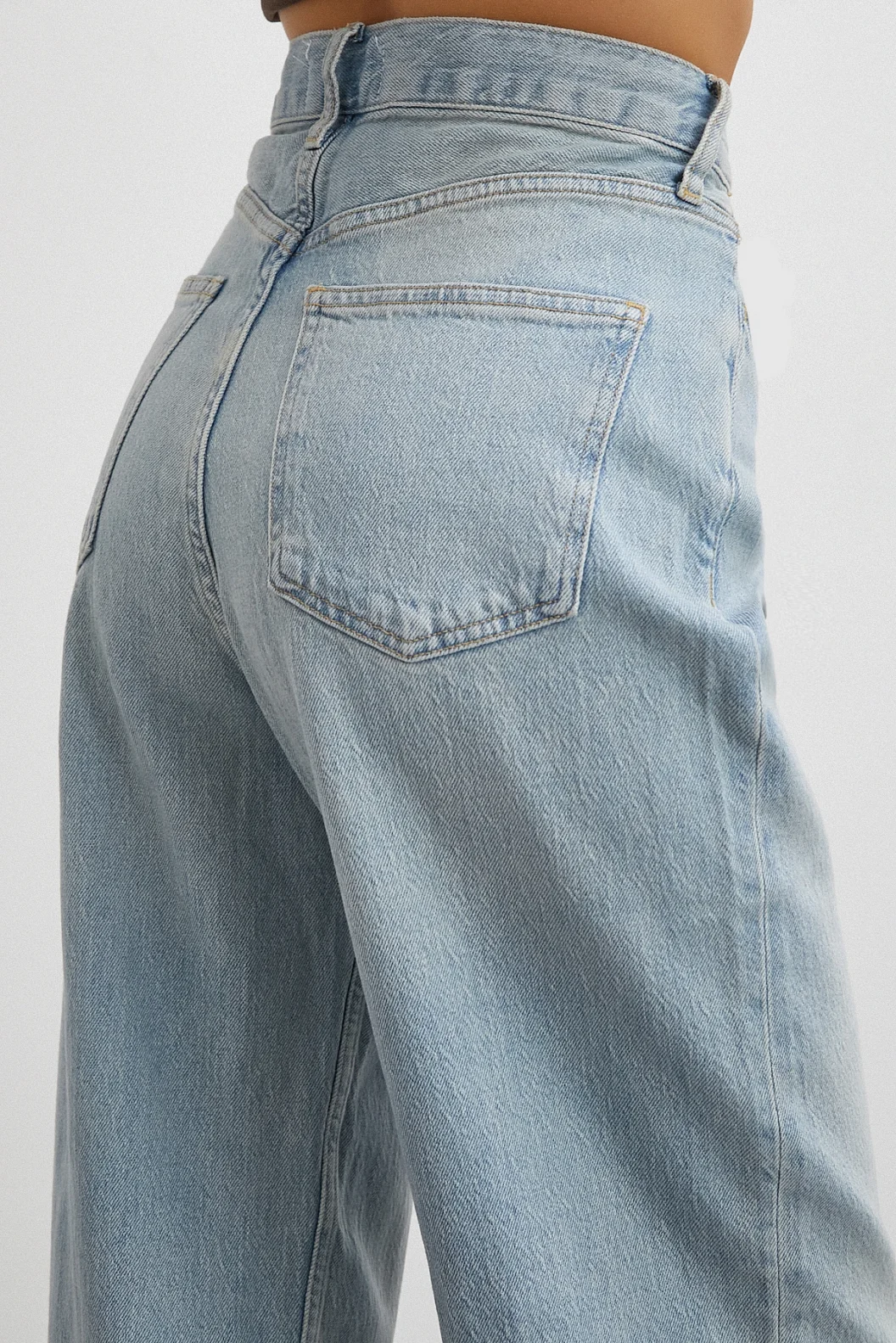 Yüksek Bel Kesik Paça Straight Jean Buz Mavisi