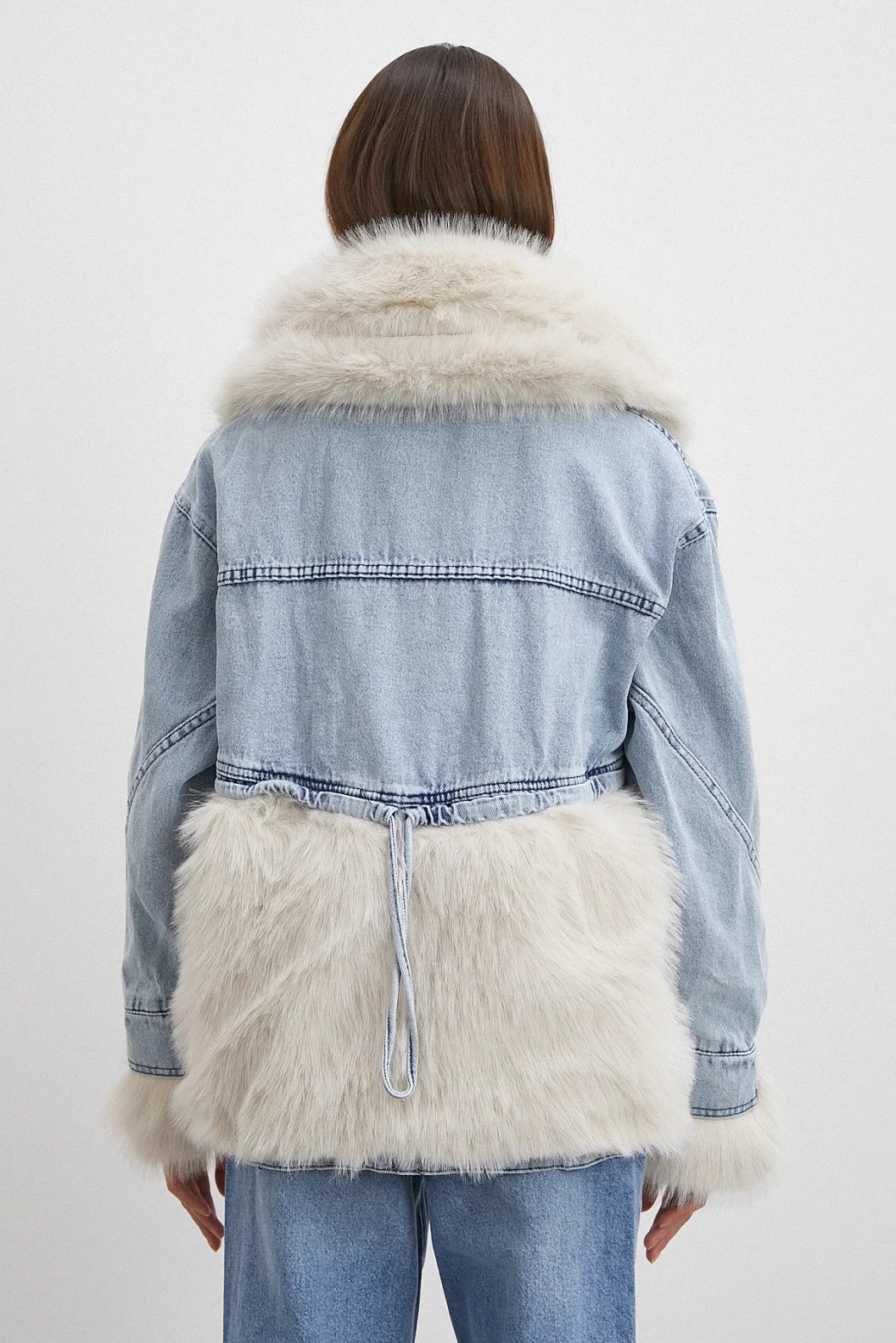 Kot Garnili Kürklü Mont Mavi