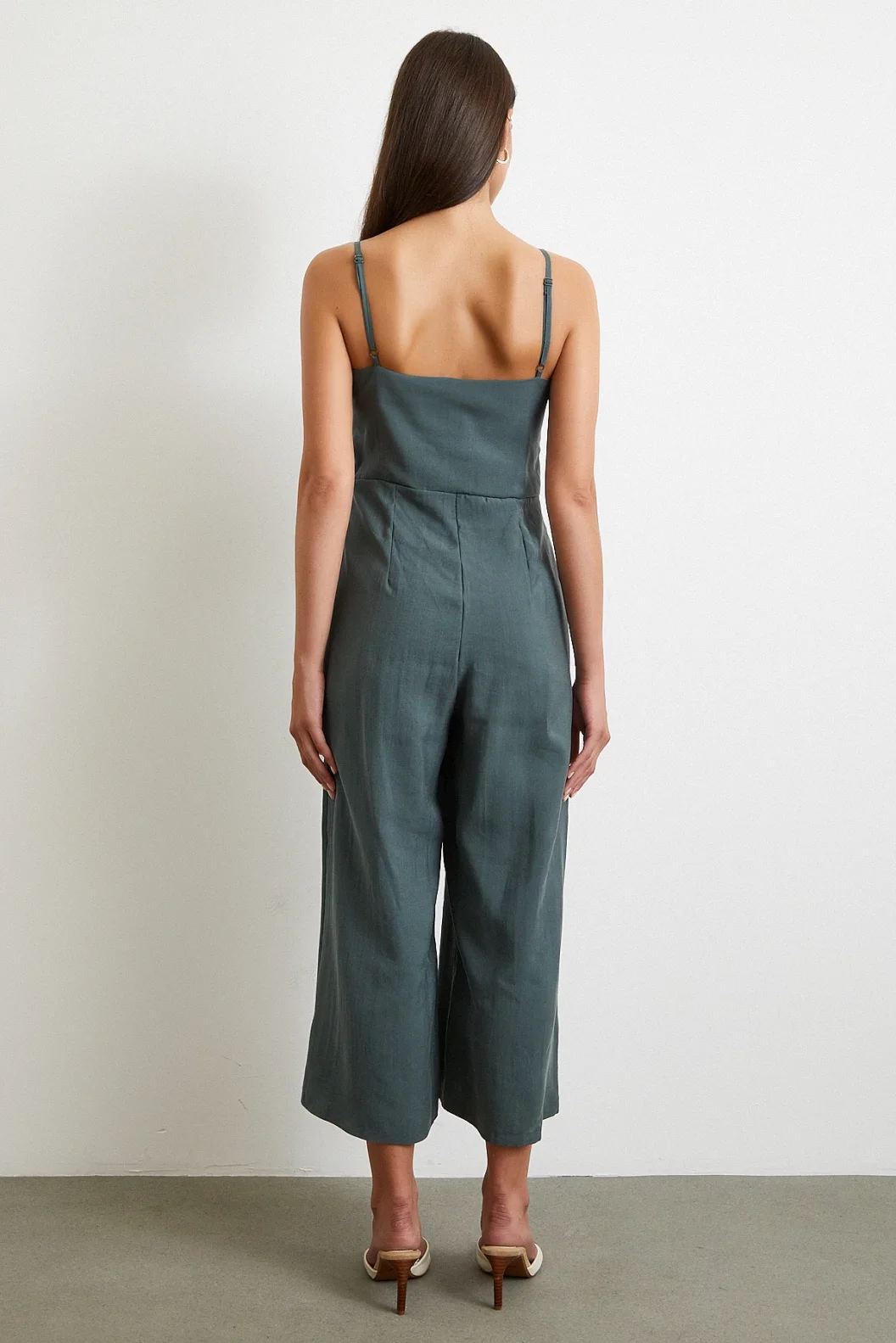 Fiyonklu Askılı Tulum Yeşil