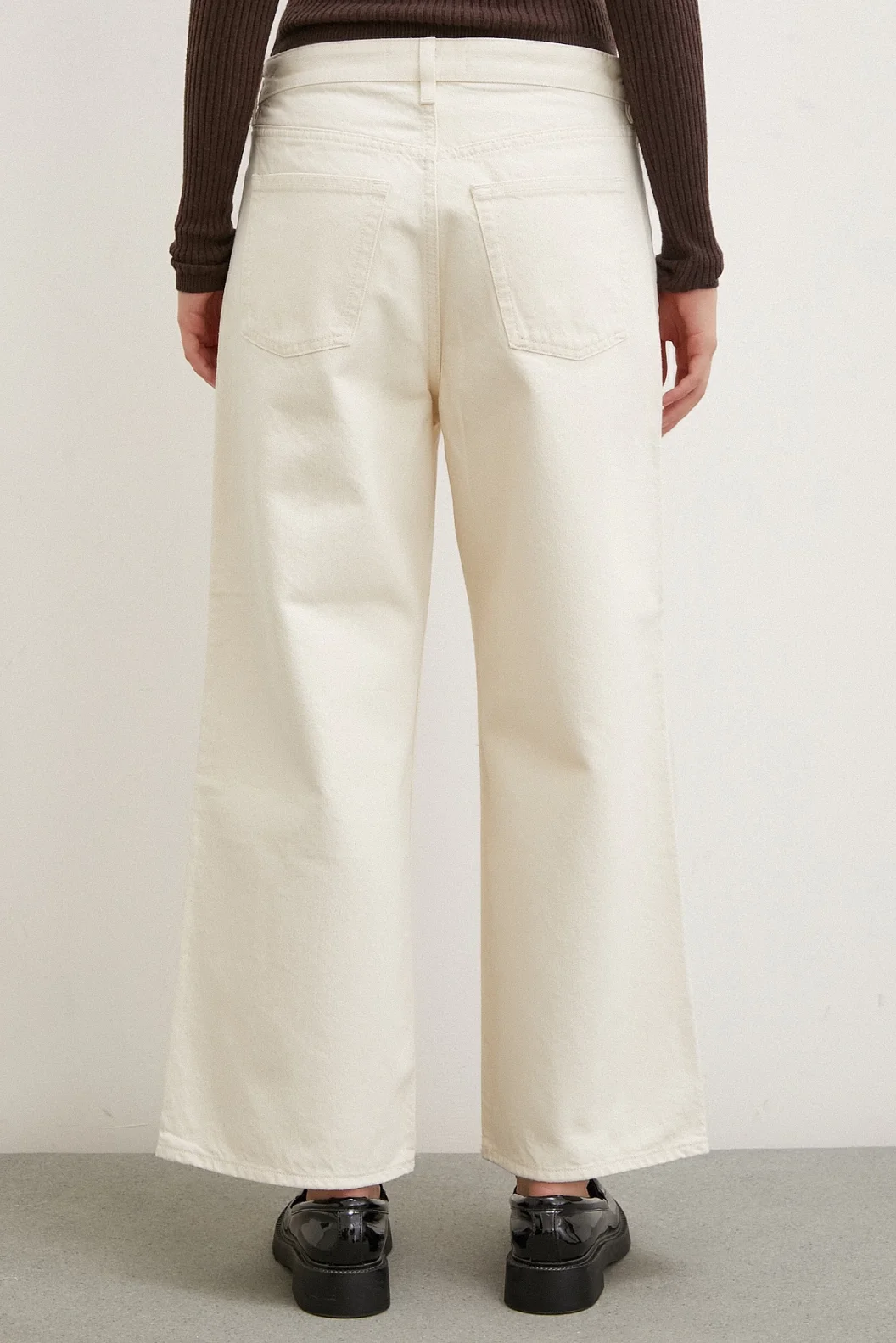High waist Wide Leg Baggy Jeans Ecru