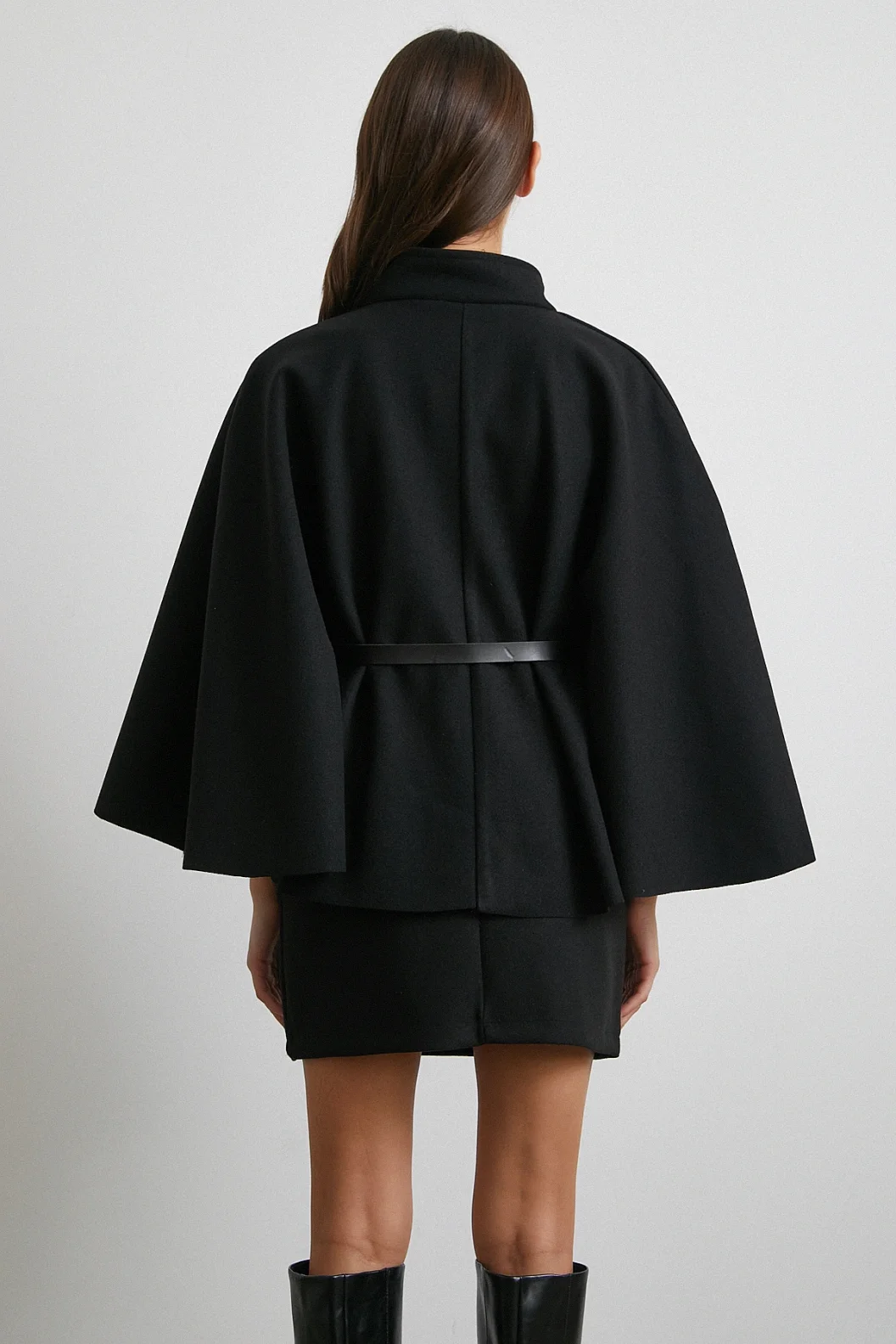 Kemerli Kaşe Panço Siyah