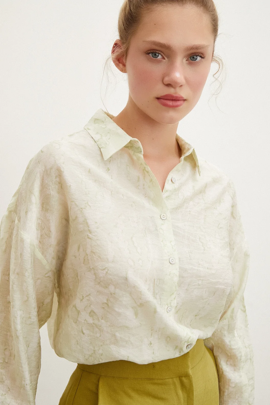 Printed Droplet Patterned Shirt Green