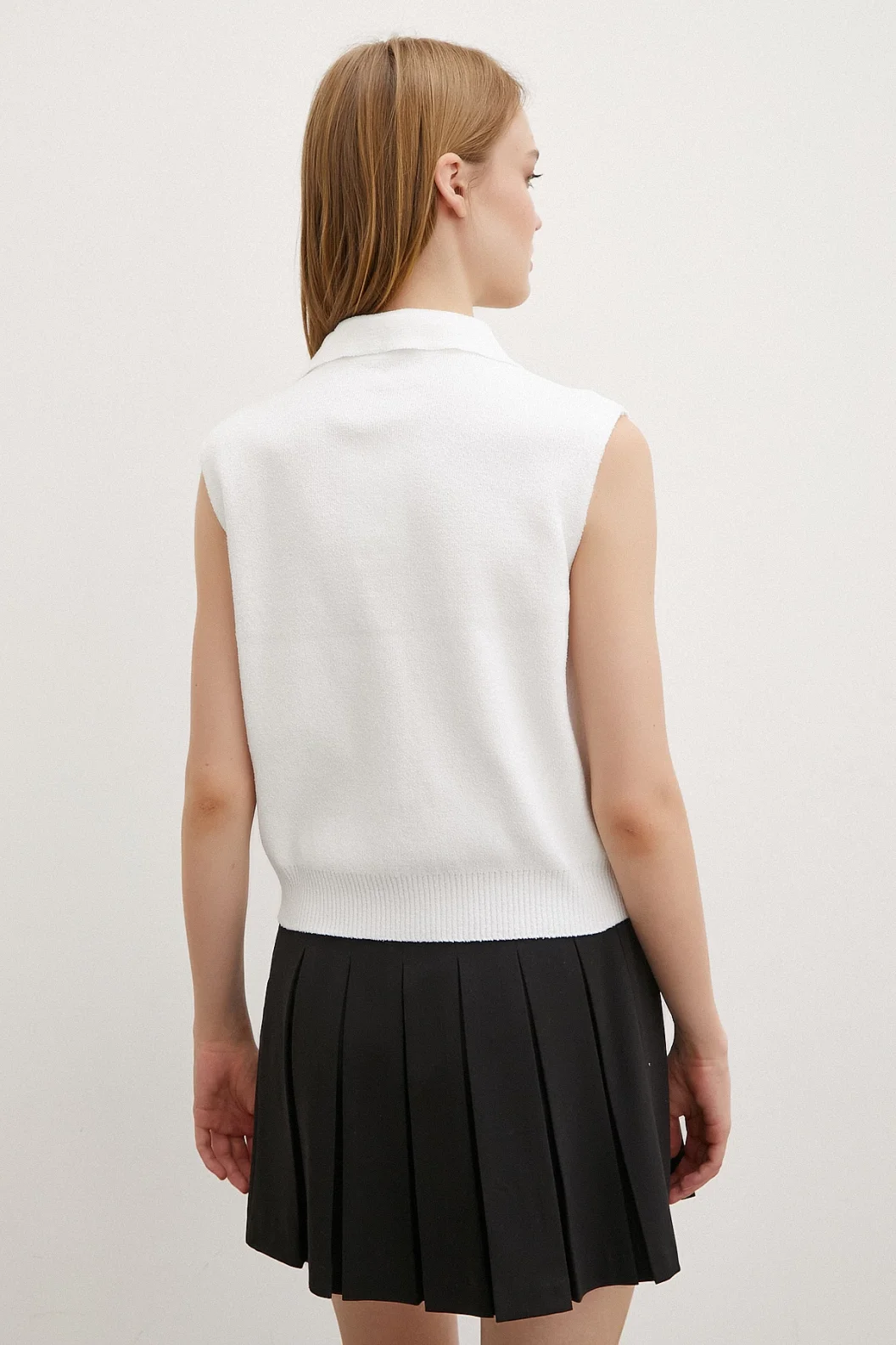 Türkis Polokragenpullover Weiß