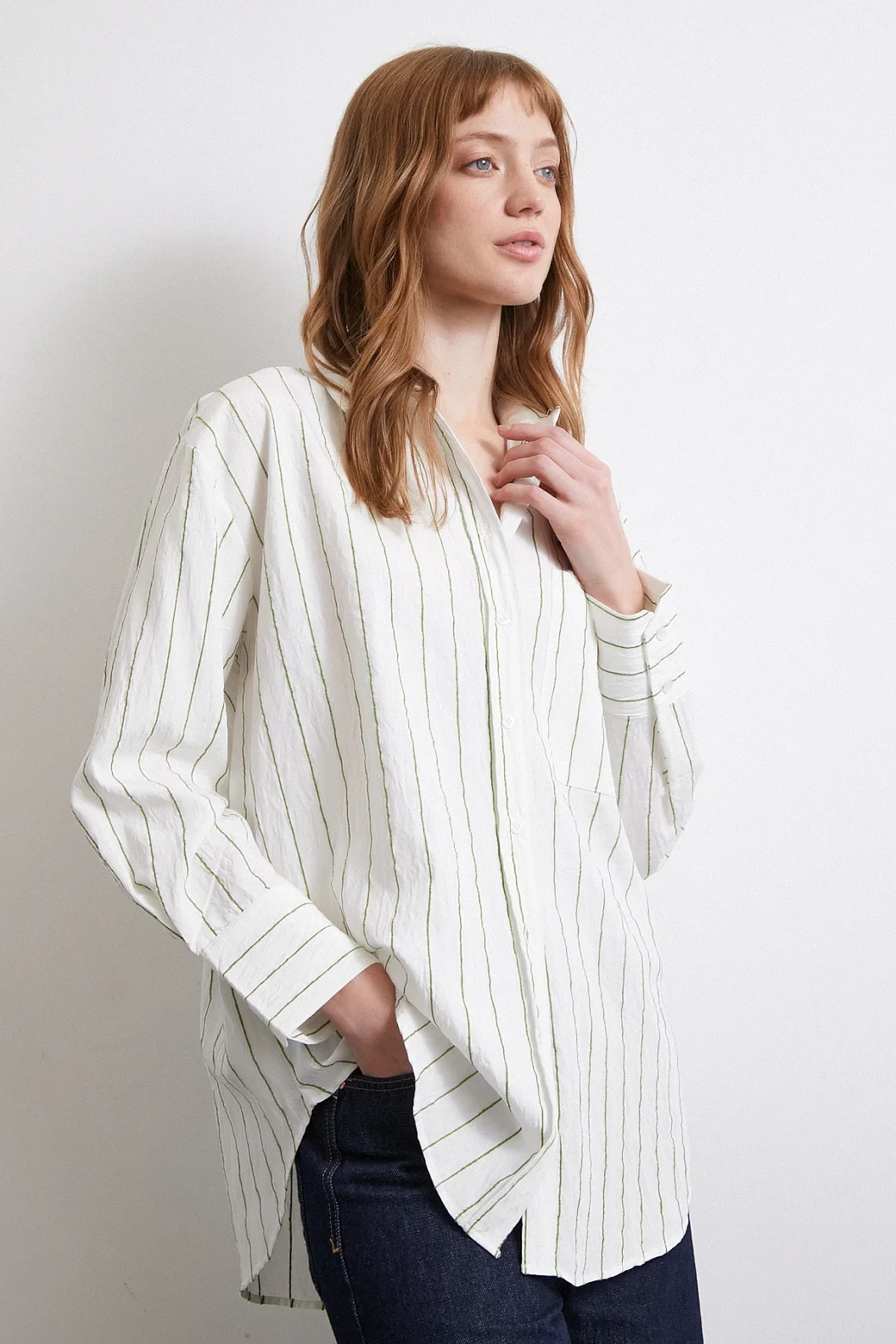 Gestreiftes Hemd in Khaki