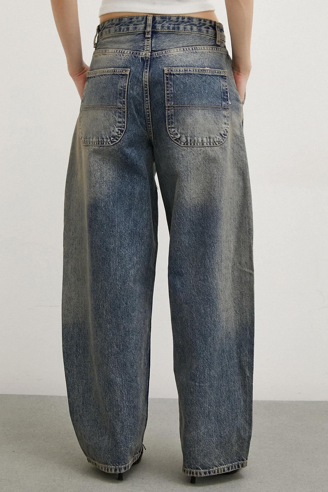 High Waist Baggy Jeans Navy