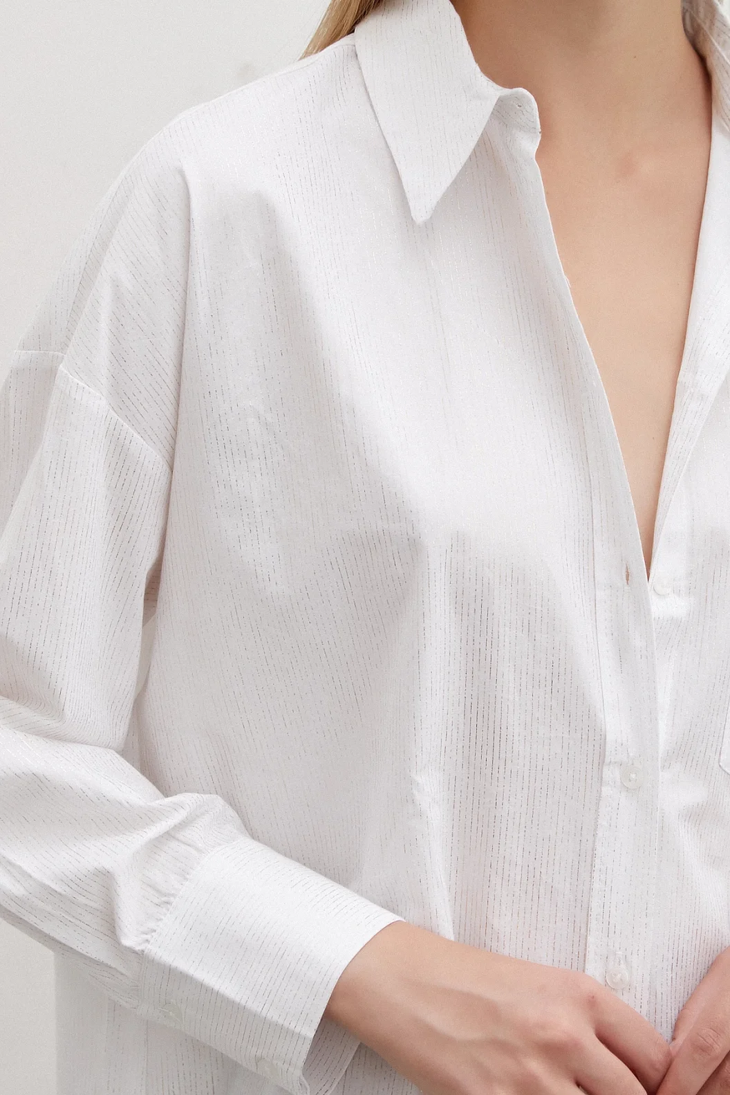 Leafy Poplin Shirt White