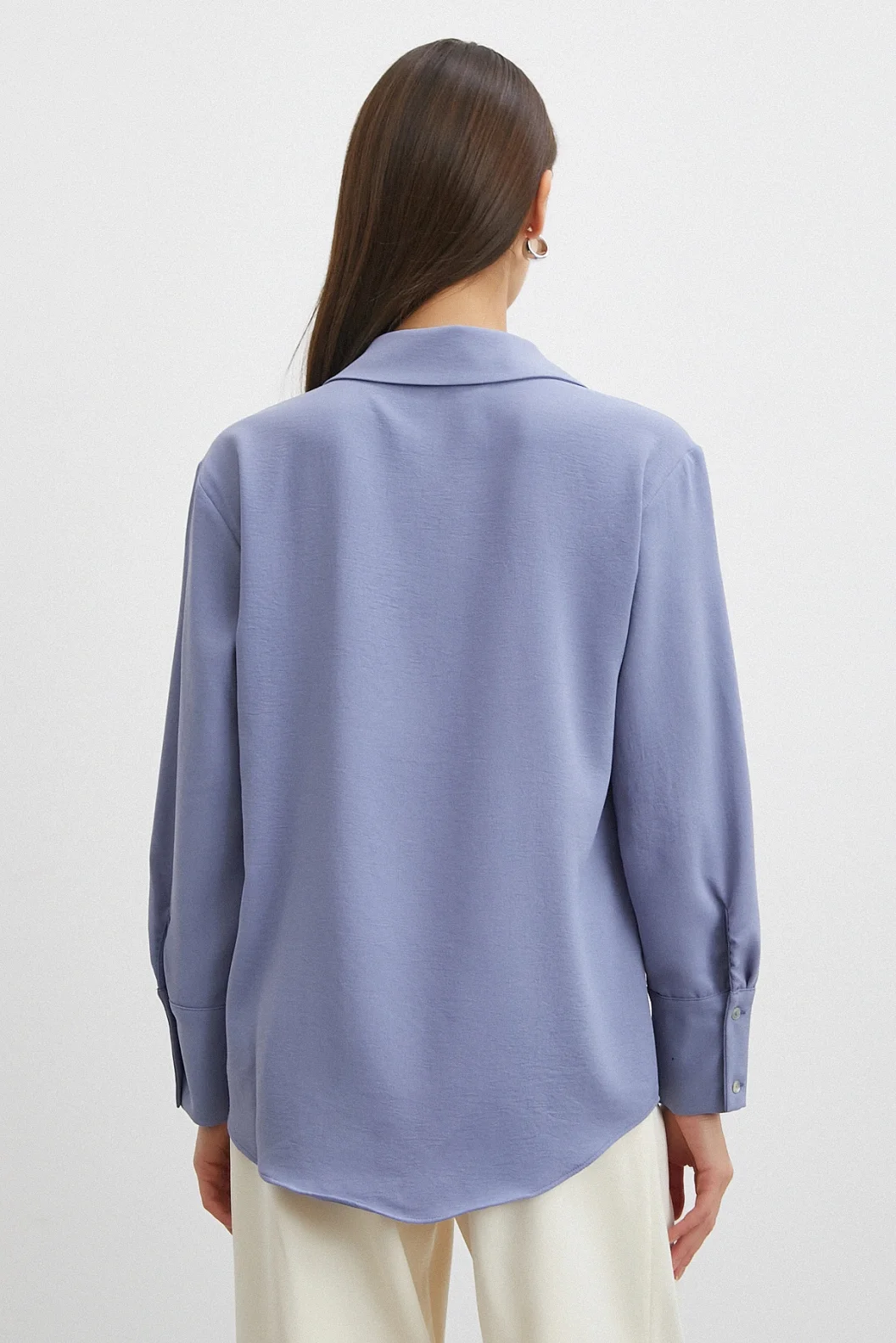 Basic Polyester Gömlek İndigo