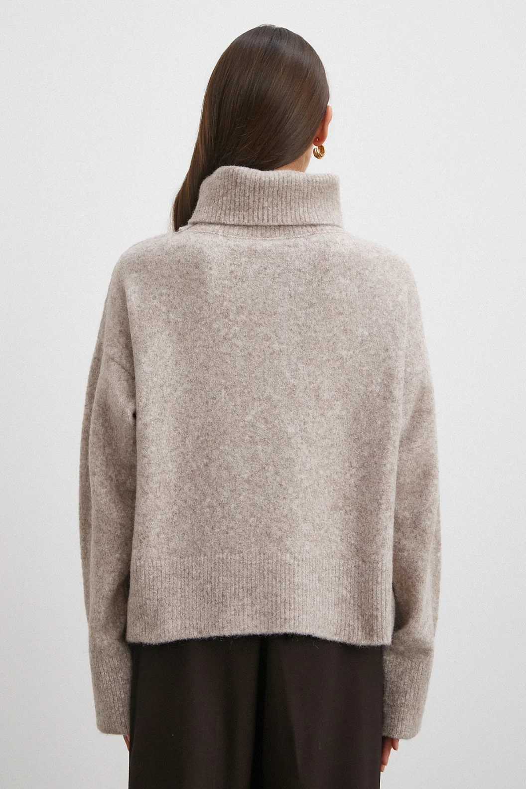 Balıkçı Yaka Uzun Kollu Kazak Gri