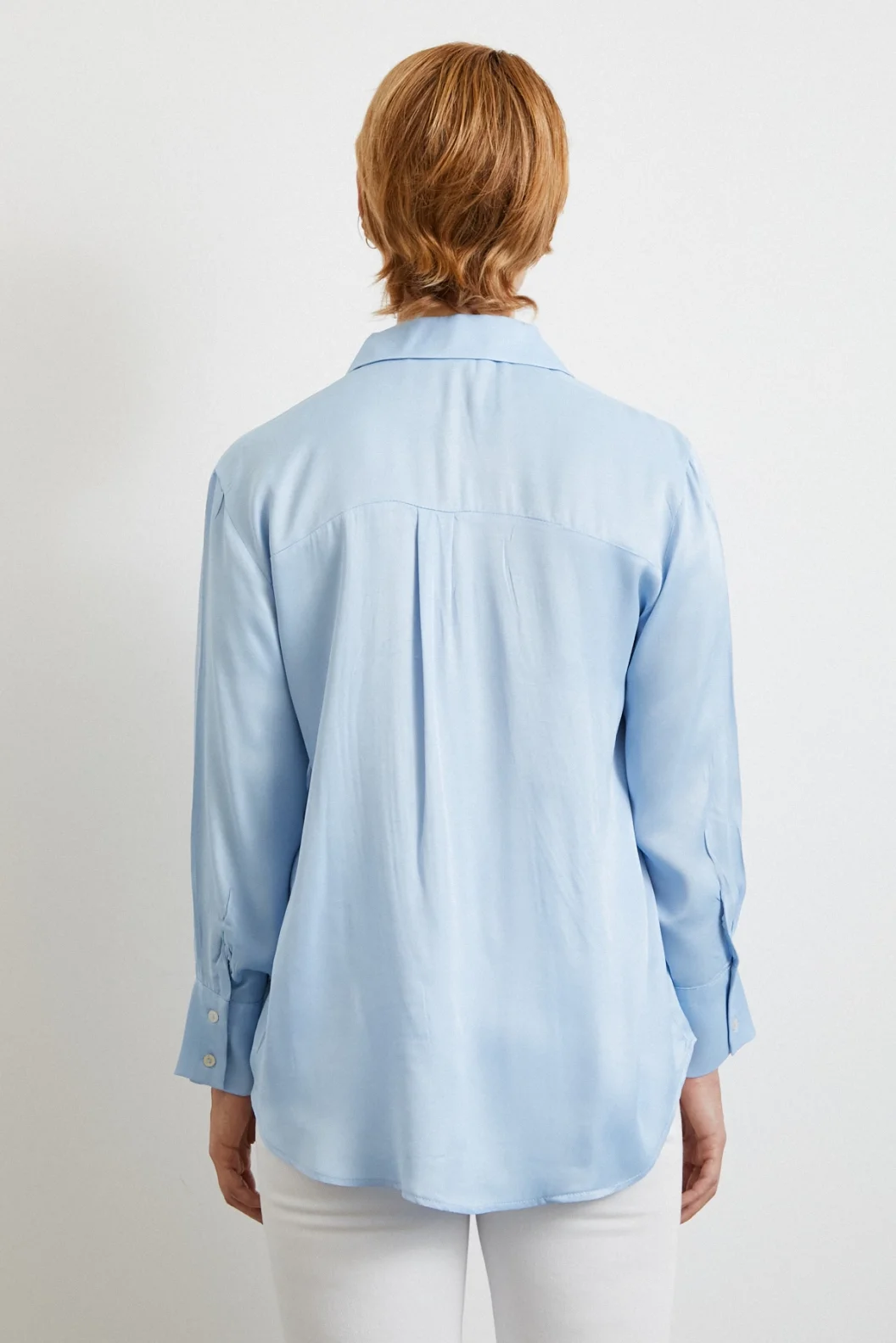 Viskon Saten Gömlek Mavi