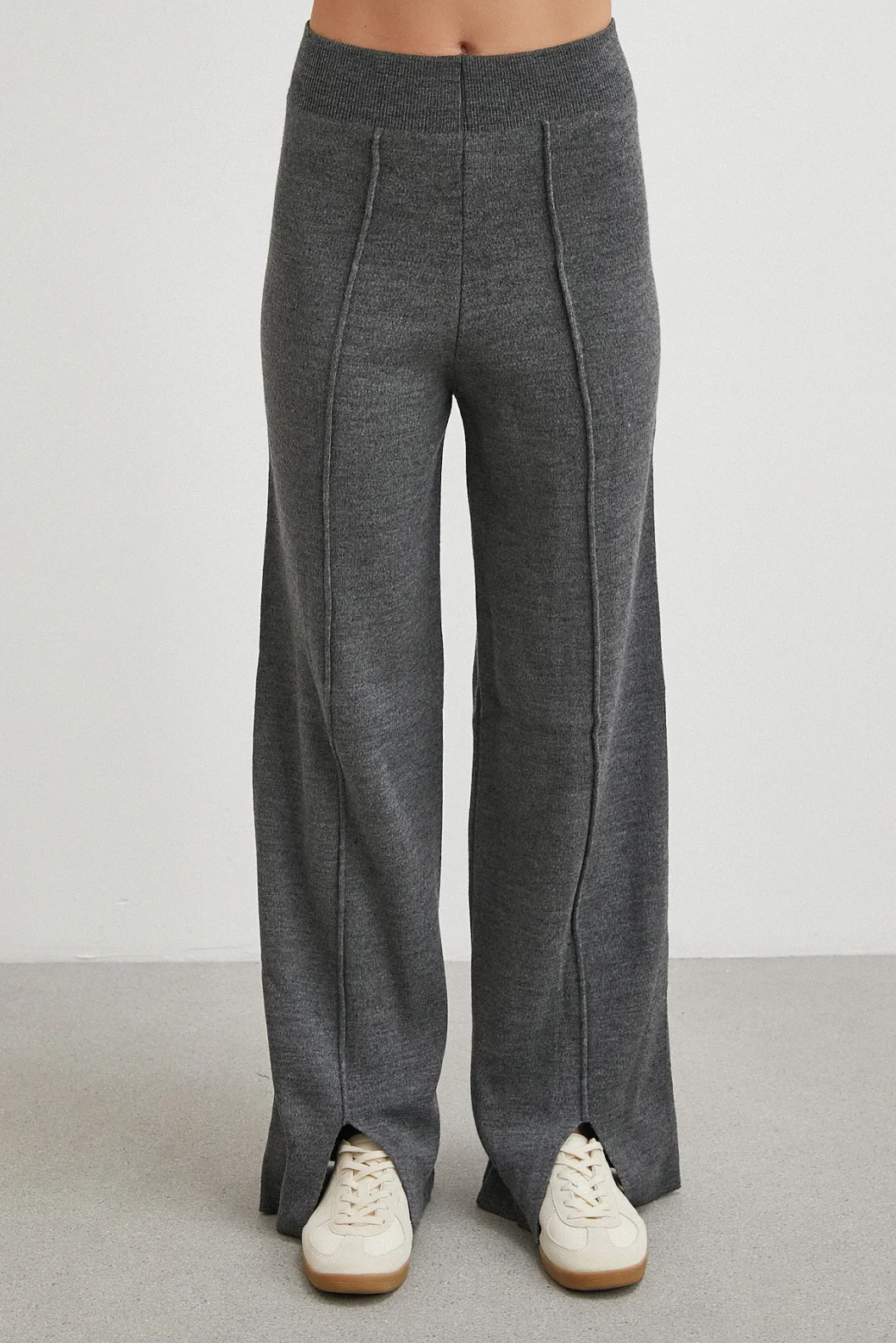 Çift Fermuarlı Kapüşonlu Pantolonlu Takım Gri