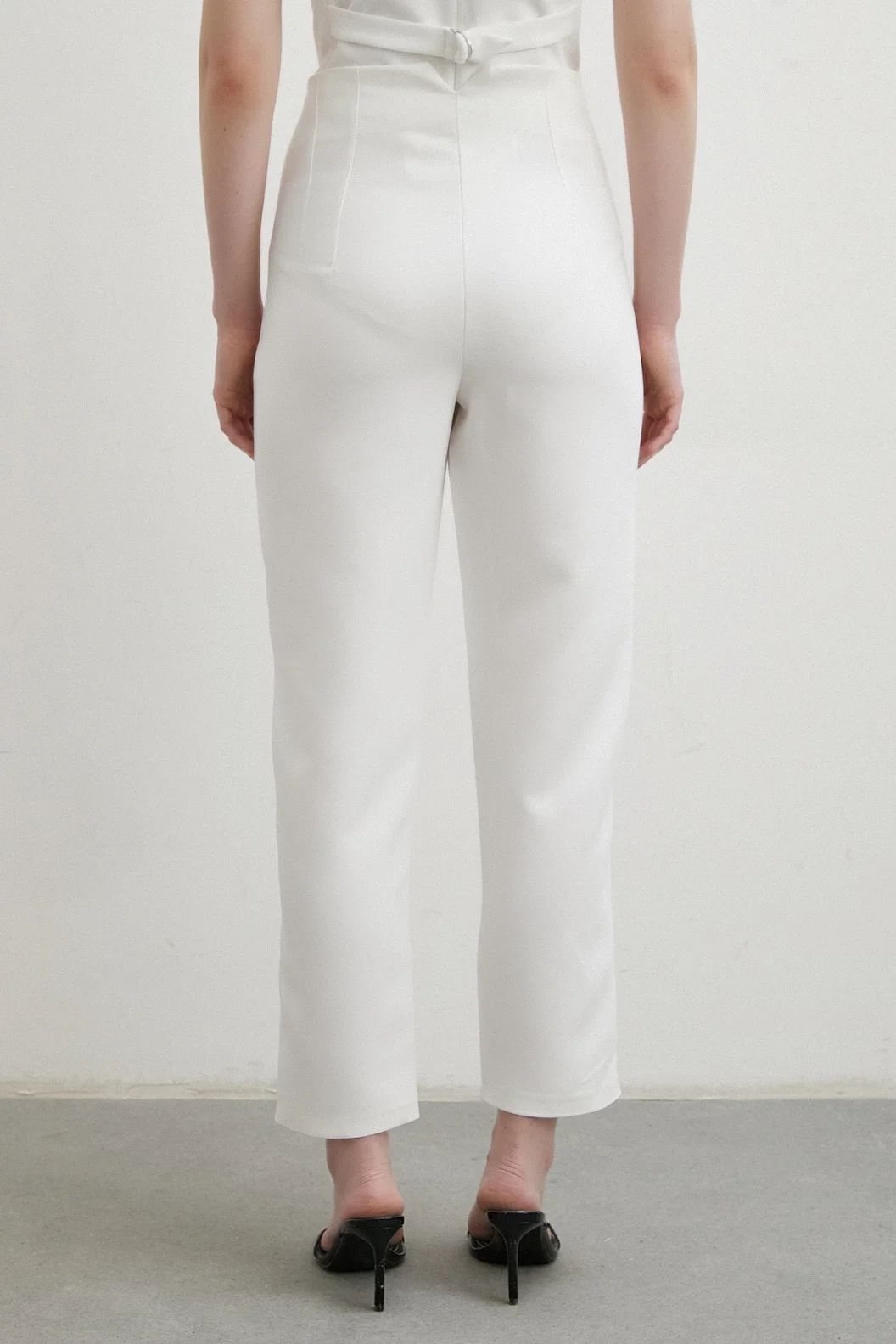Front Brush Skinny Fabric Pants Ecru