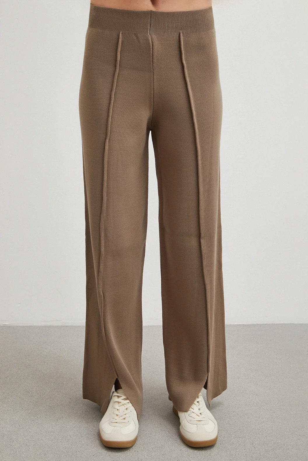 Çift Fermuarlı Kapüşonlu Pantolonlu Takım Vizon