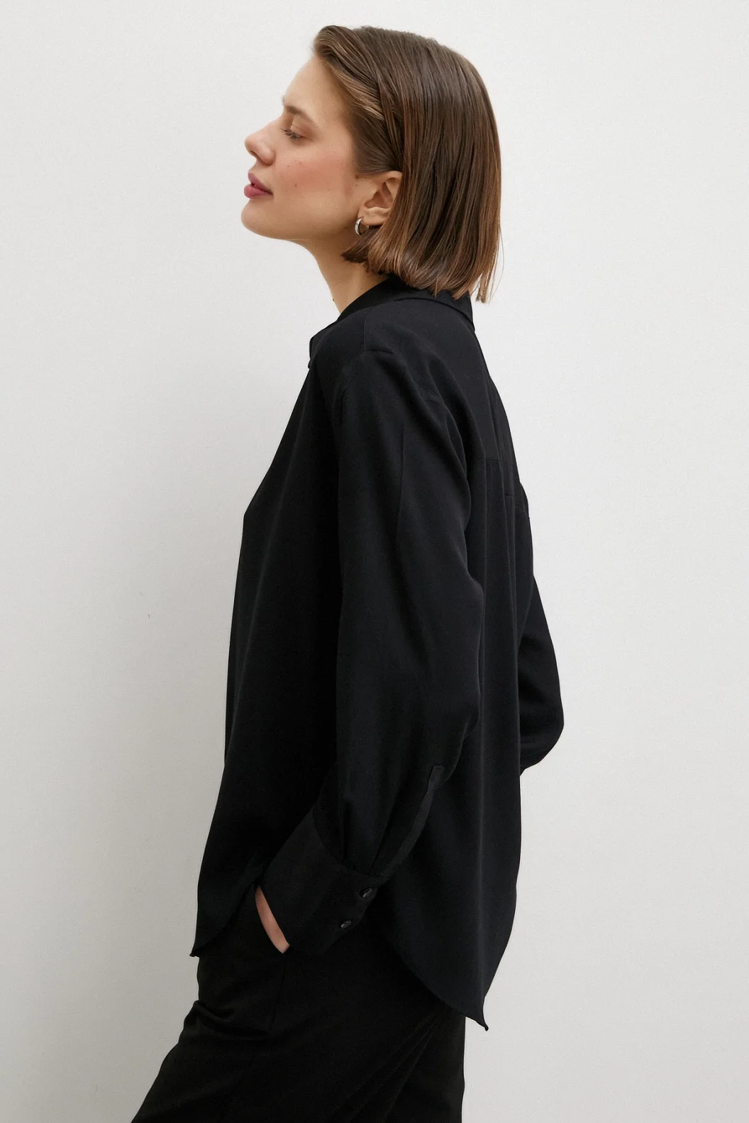 Viscose Satin Shirt Black