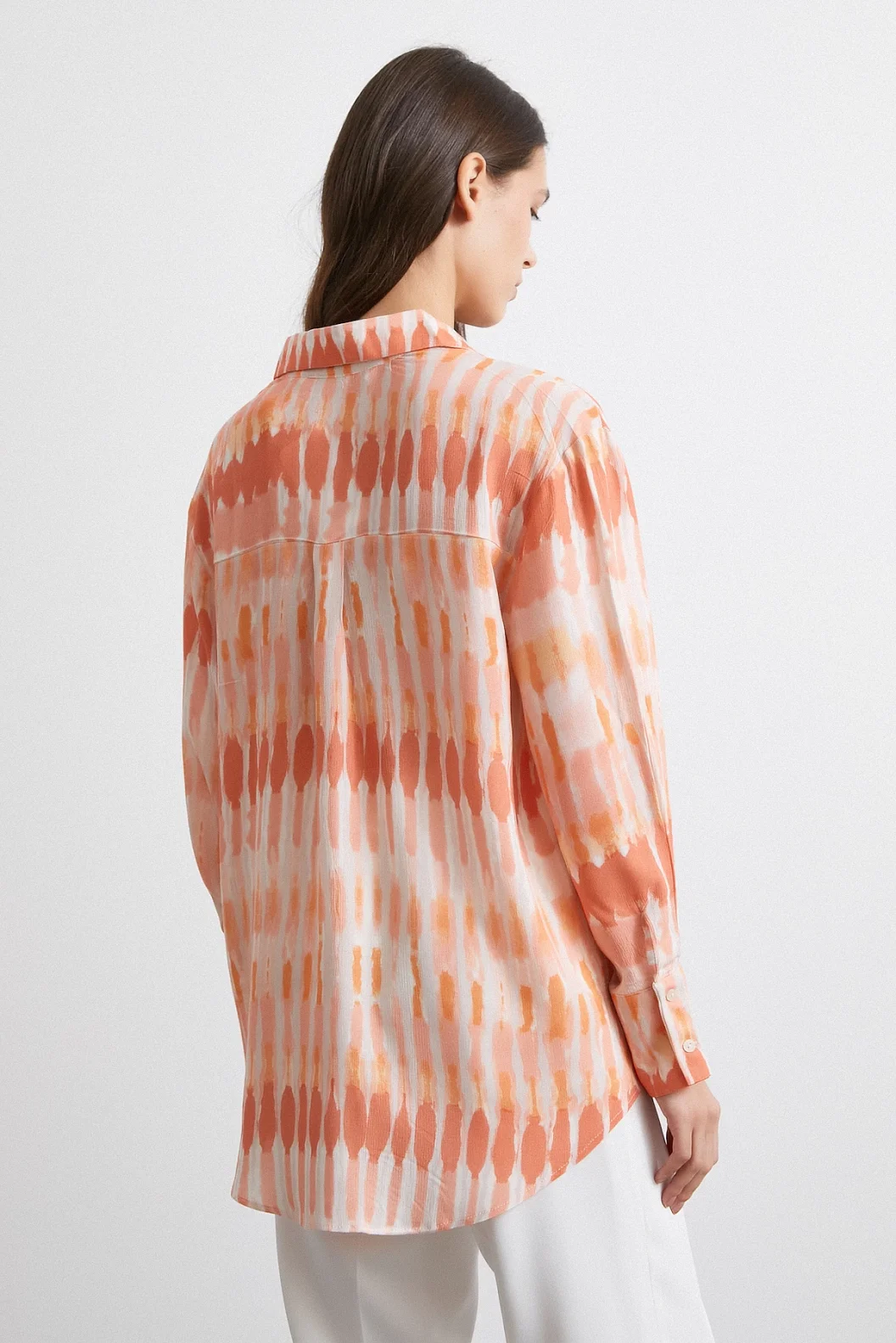 V Neck Viscose Moroccan Shirt Orange