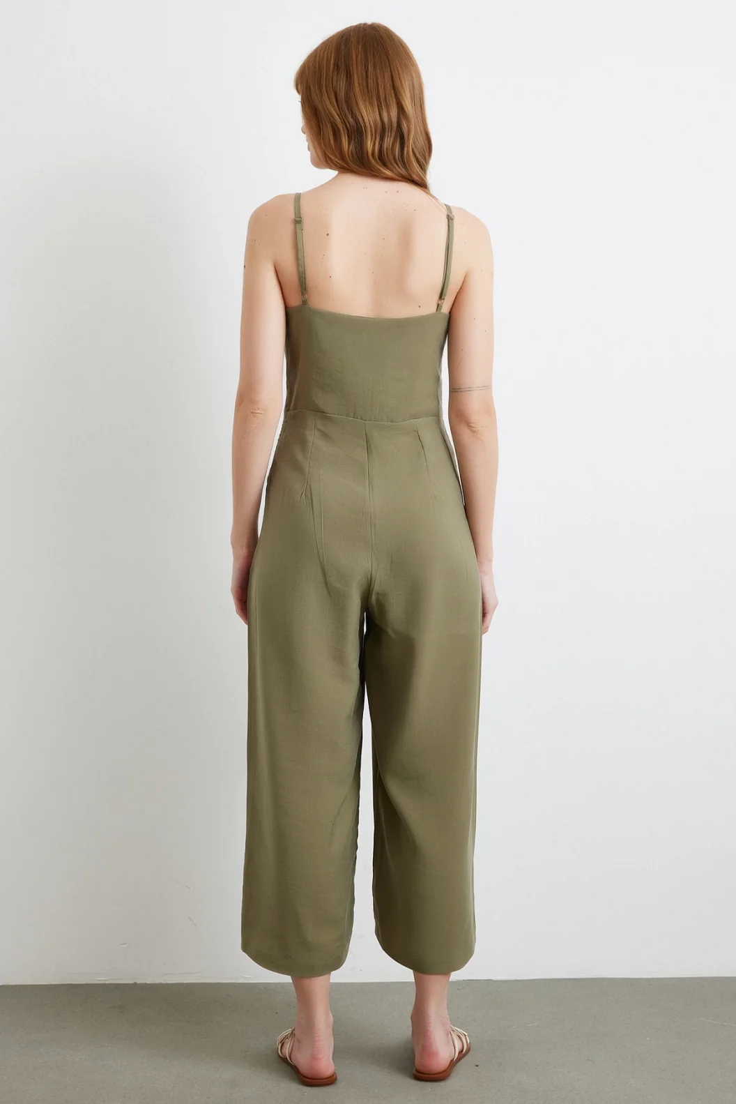 Bow Strap Jumpsuit Khaki