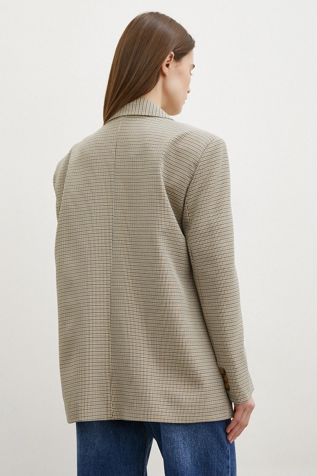 Plaid Blazer Jacket Brown