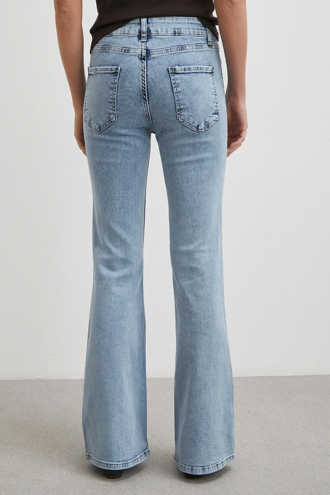 Orta  Bel Likralı İspanyol Paça Jean Buz Mavisi