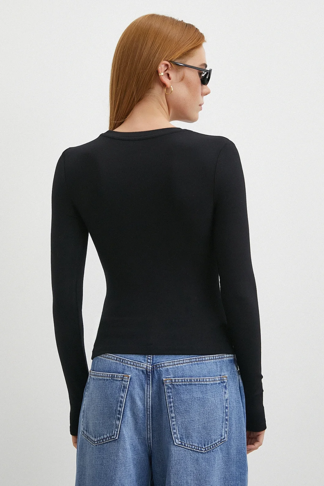 Kol Yırtmaçlı Bluz Siyah