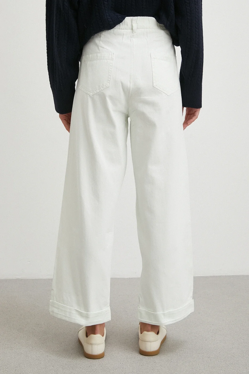 Paçası Katlamalı Gabardin Pantolon Taş