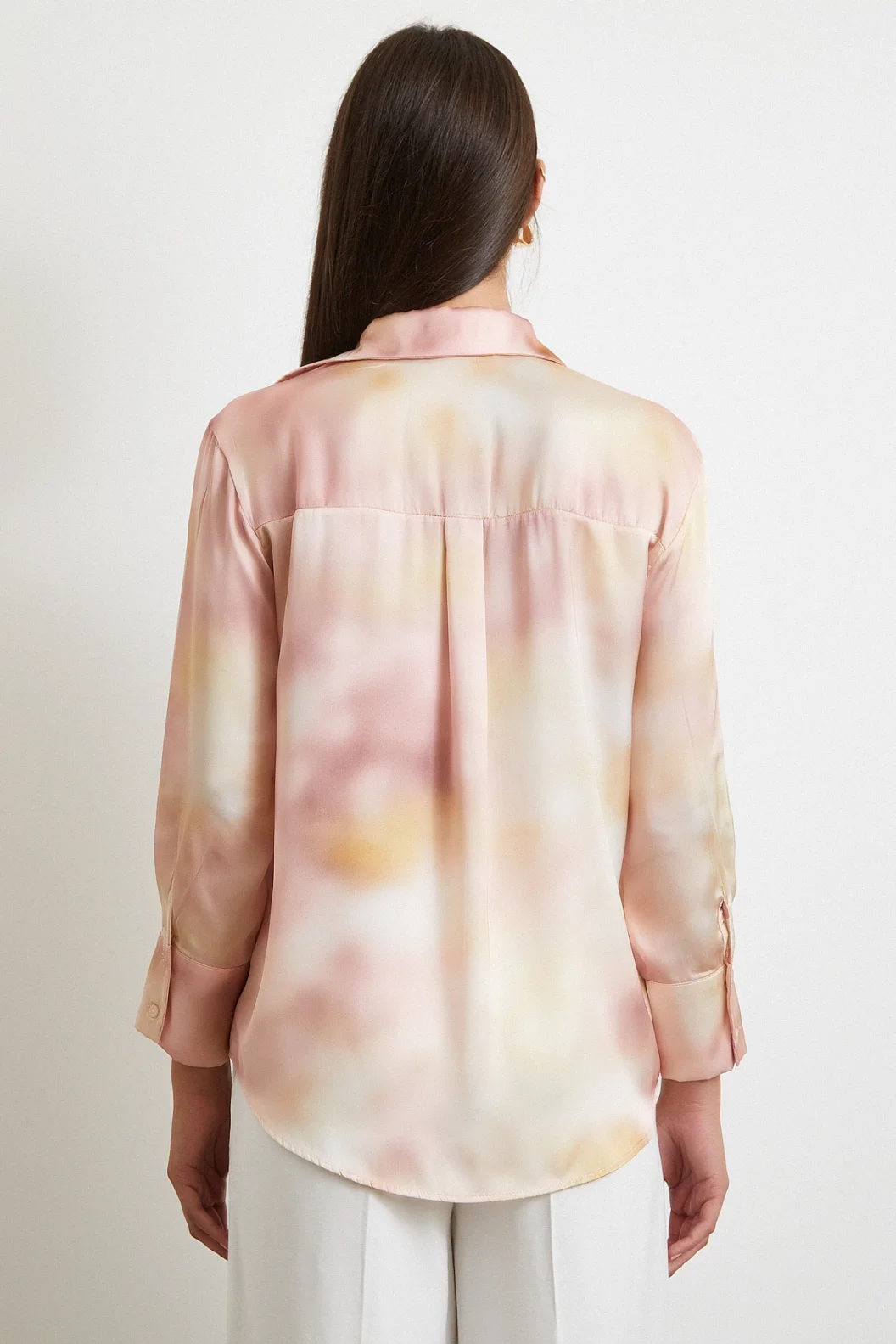 زيبق مخطط بلوزة الحرير الوردي