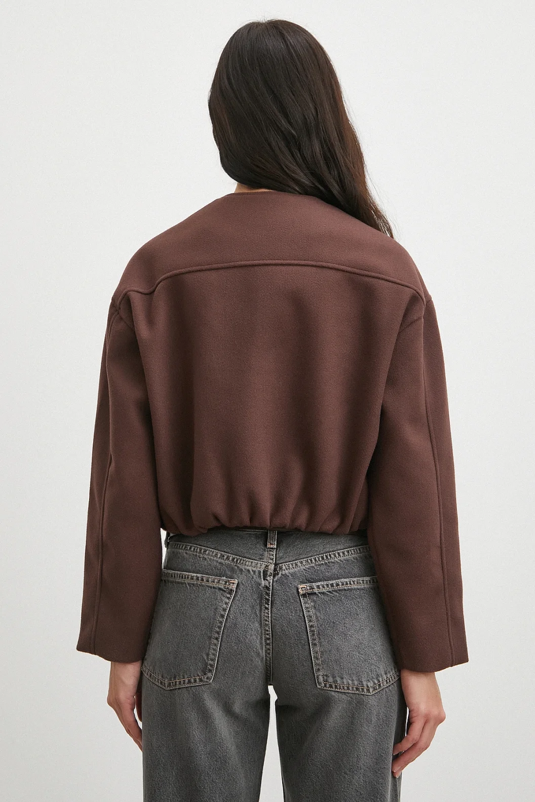 Beli Lastikli Düğmeli Bomber Ceket Kahve