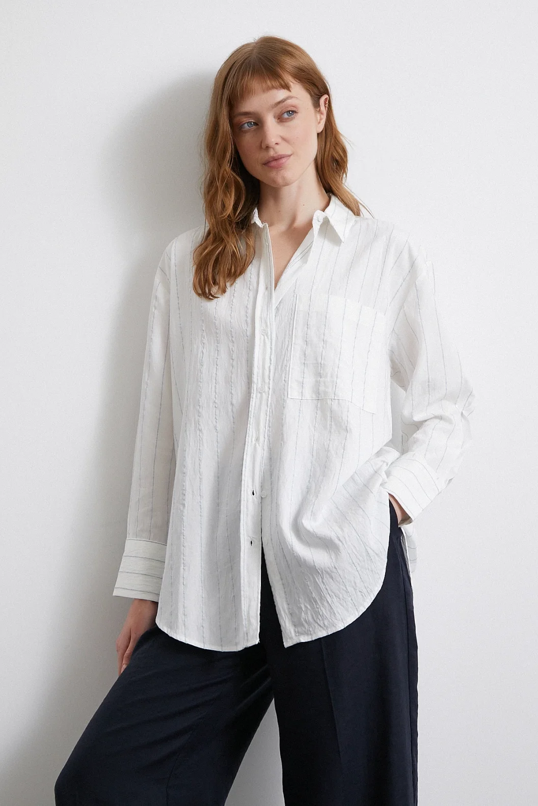 Gestreiftes Hemd in Wassergrün