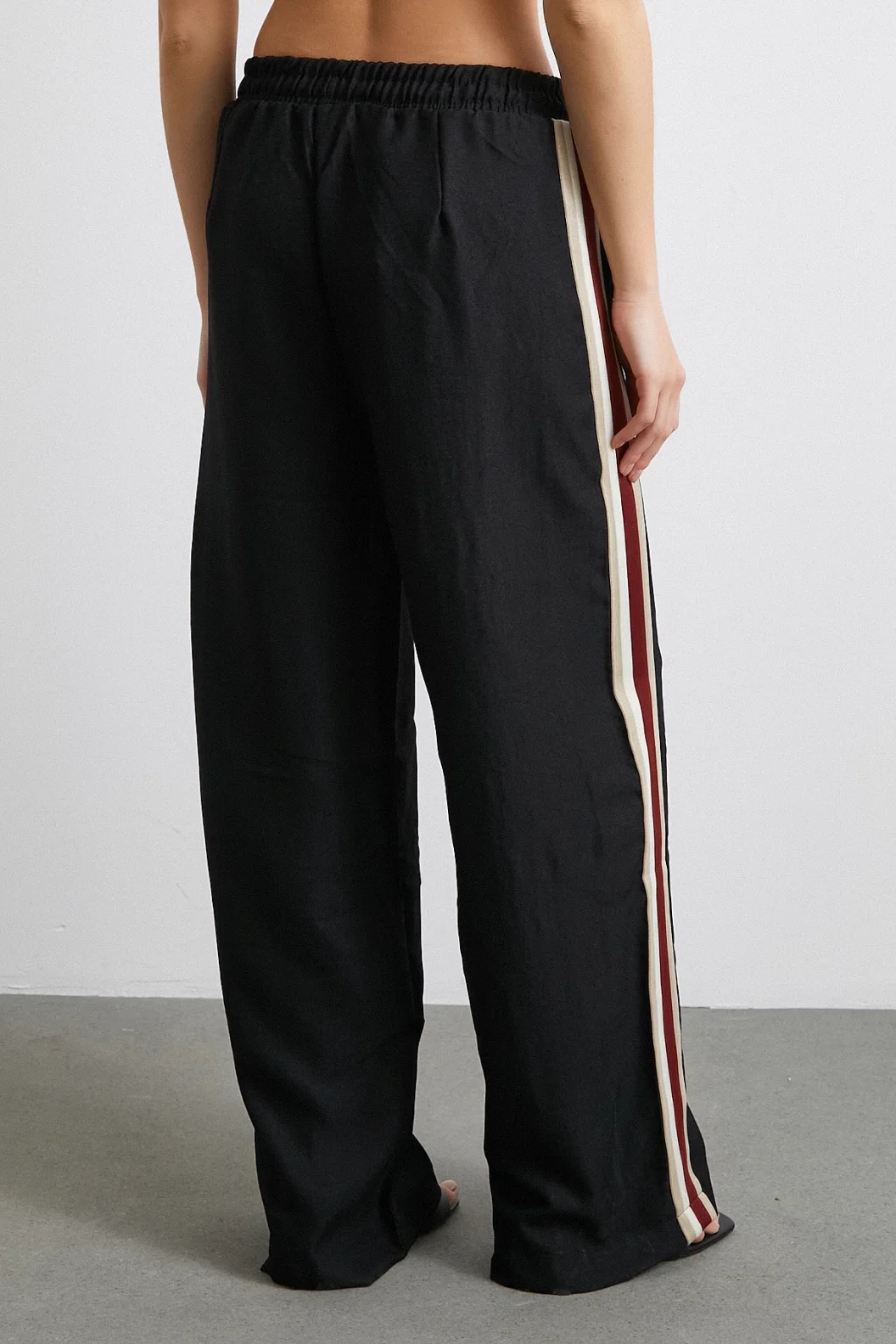 Elastischer Doppellinienhose Schwarz