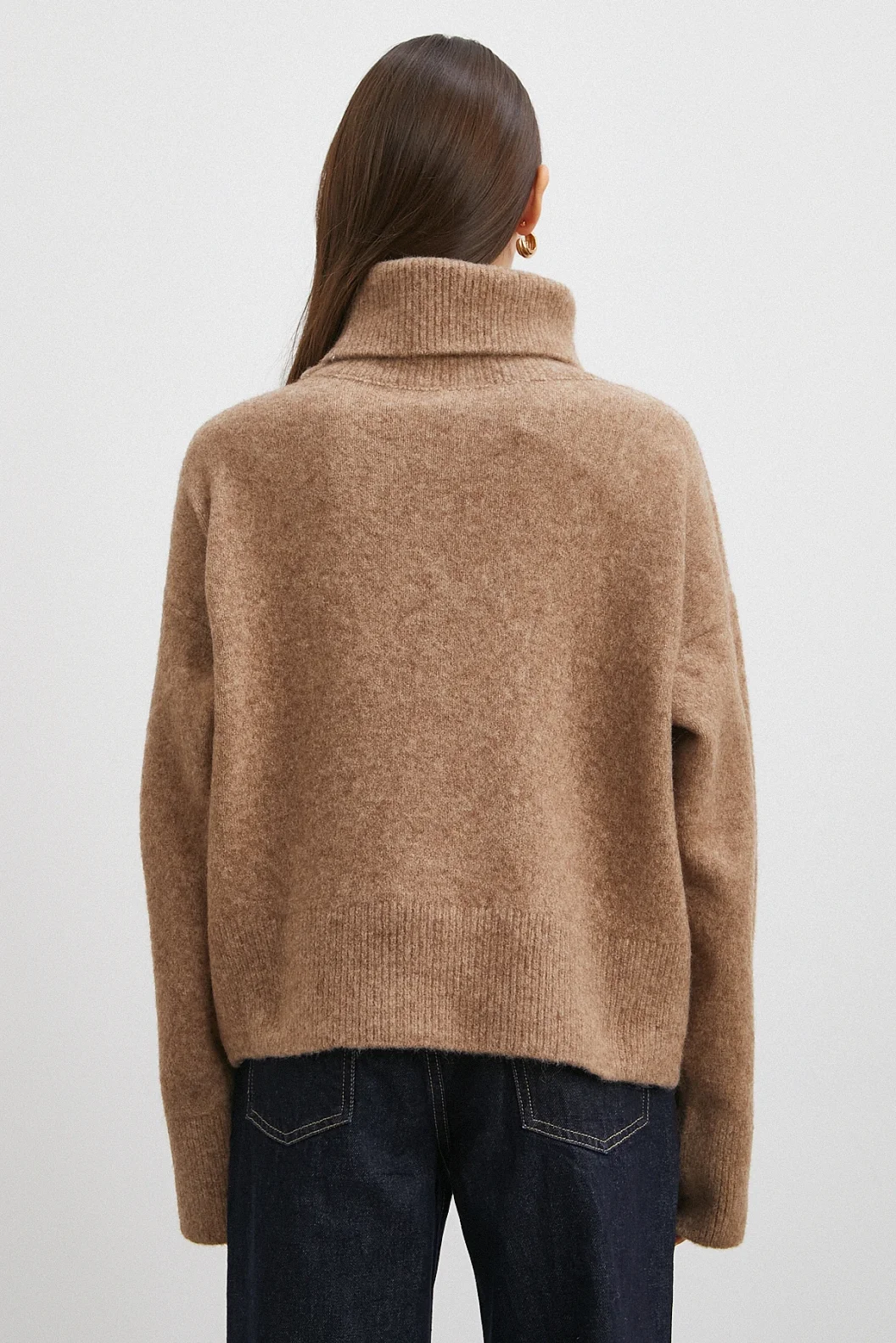 Balıkçı Yaka Uzun Kollu Kazak Vizon