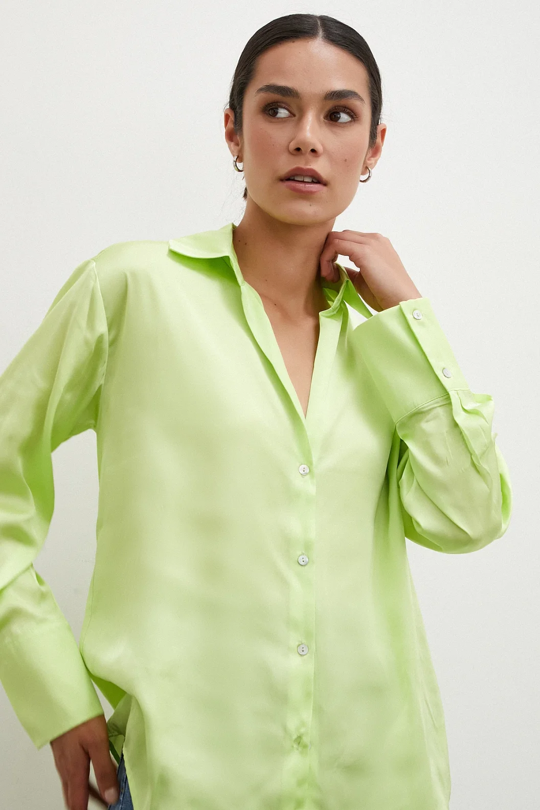 Basic Saten قميص أصفر