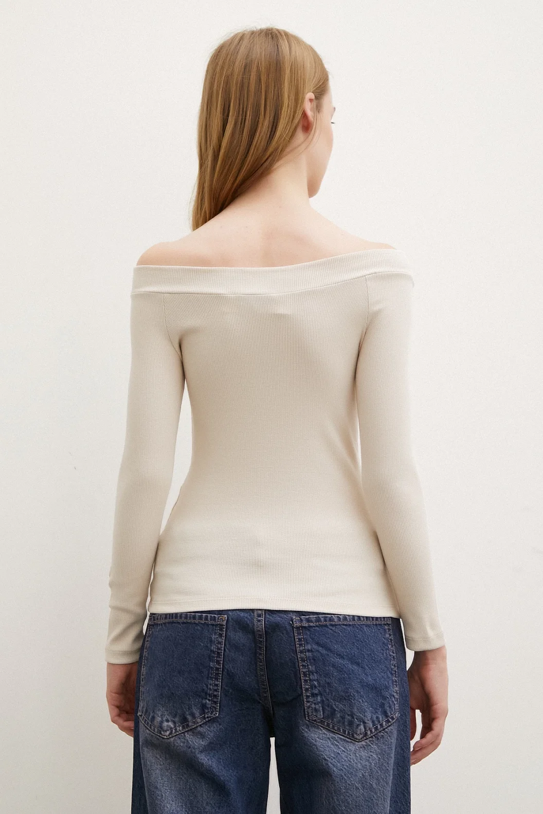 Boat Neck Blouse Beige