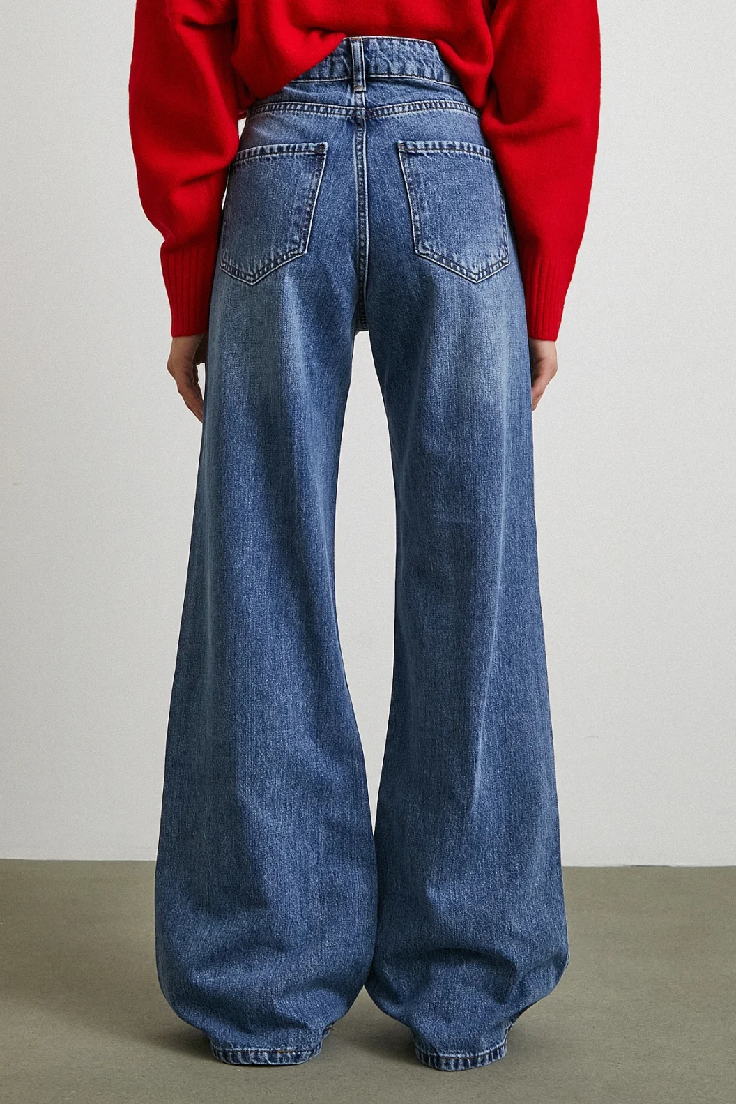 Yüksek Bel Wide Leg Jean Mavi