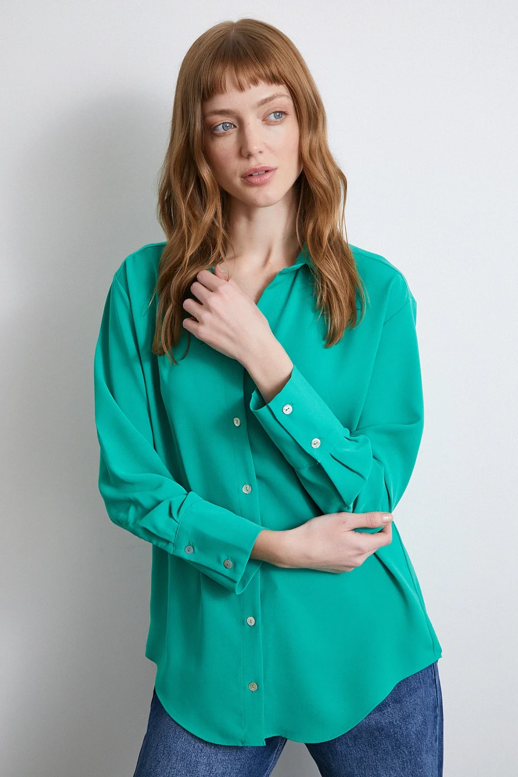 Classic Satin Shirt Green