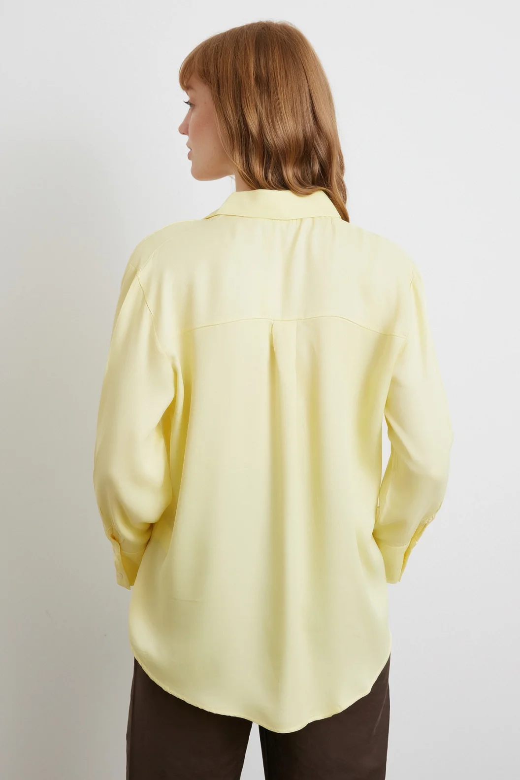Viskon Saten Gömlek Sarı