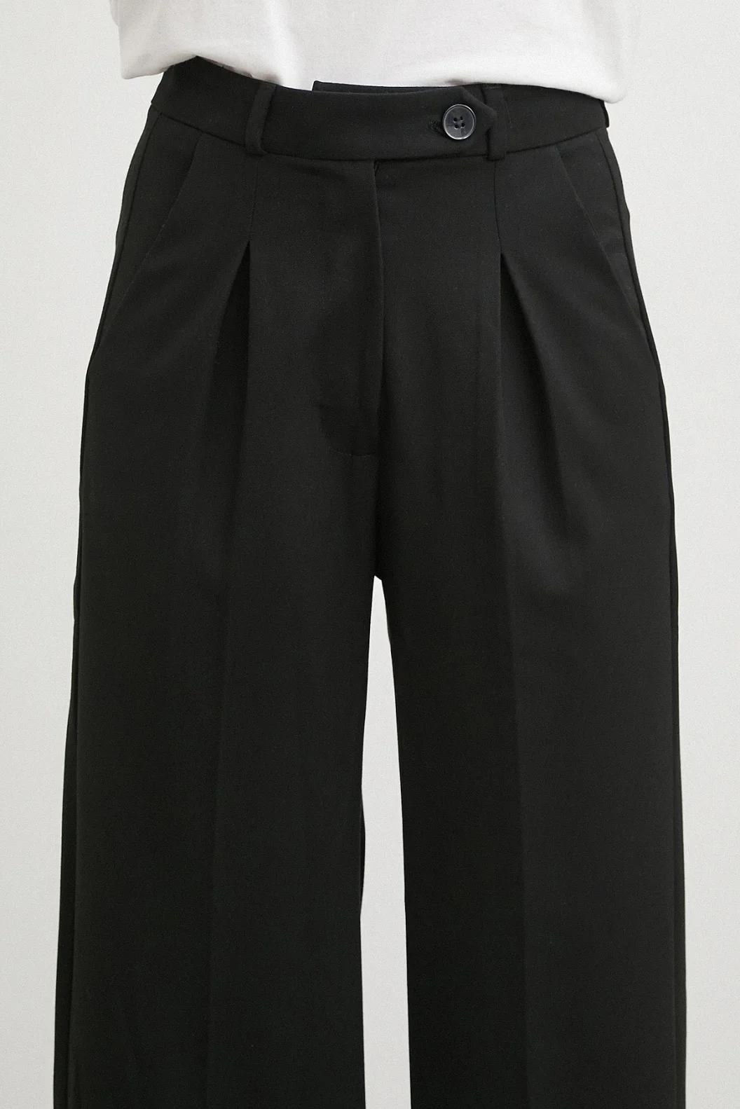 Yüksek Bel Geniş Paça Pantolon Siyah