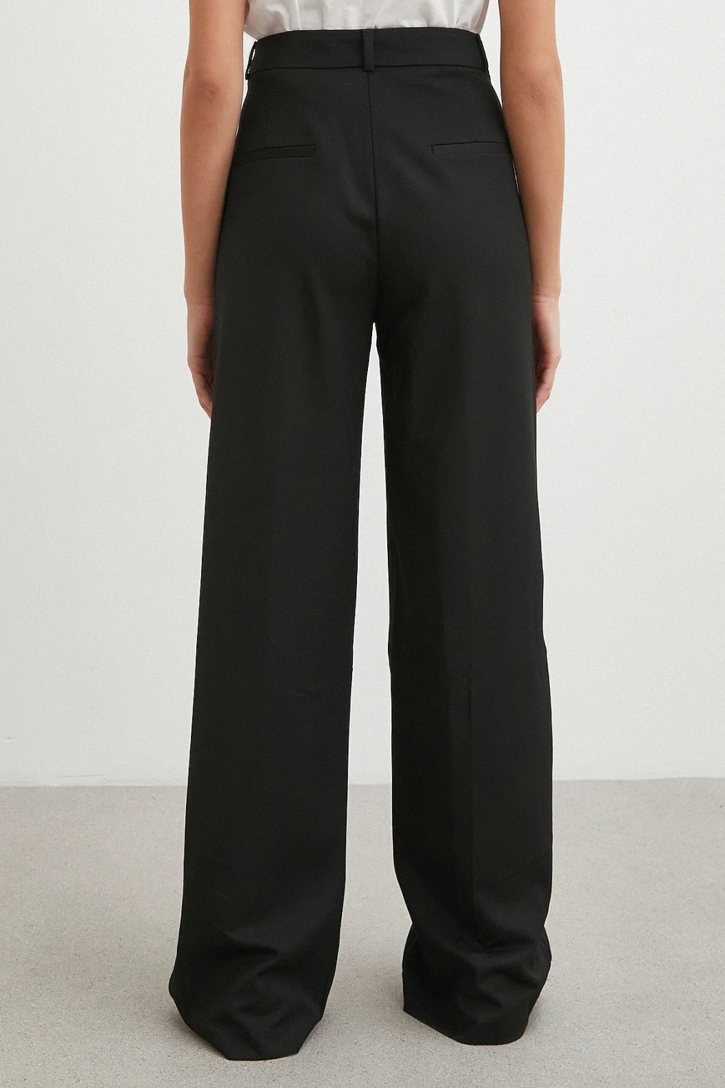 Yüksek Bel Geniş Paça Pantolon Siyah
