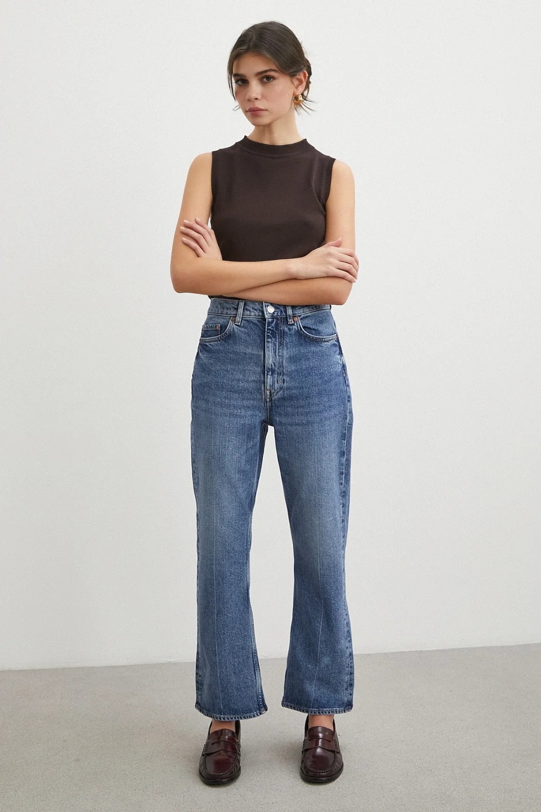 Beş Cepli Yüksek Bel Regular Fit Jean Mavi