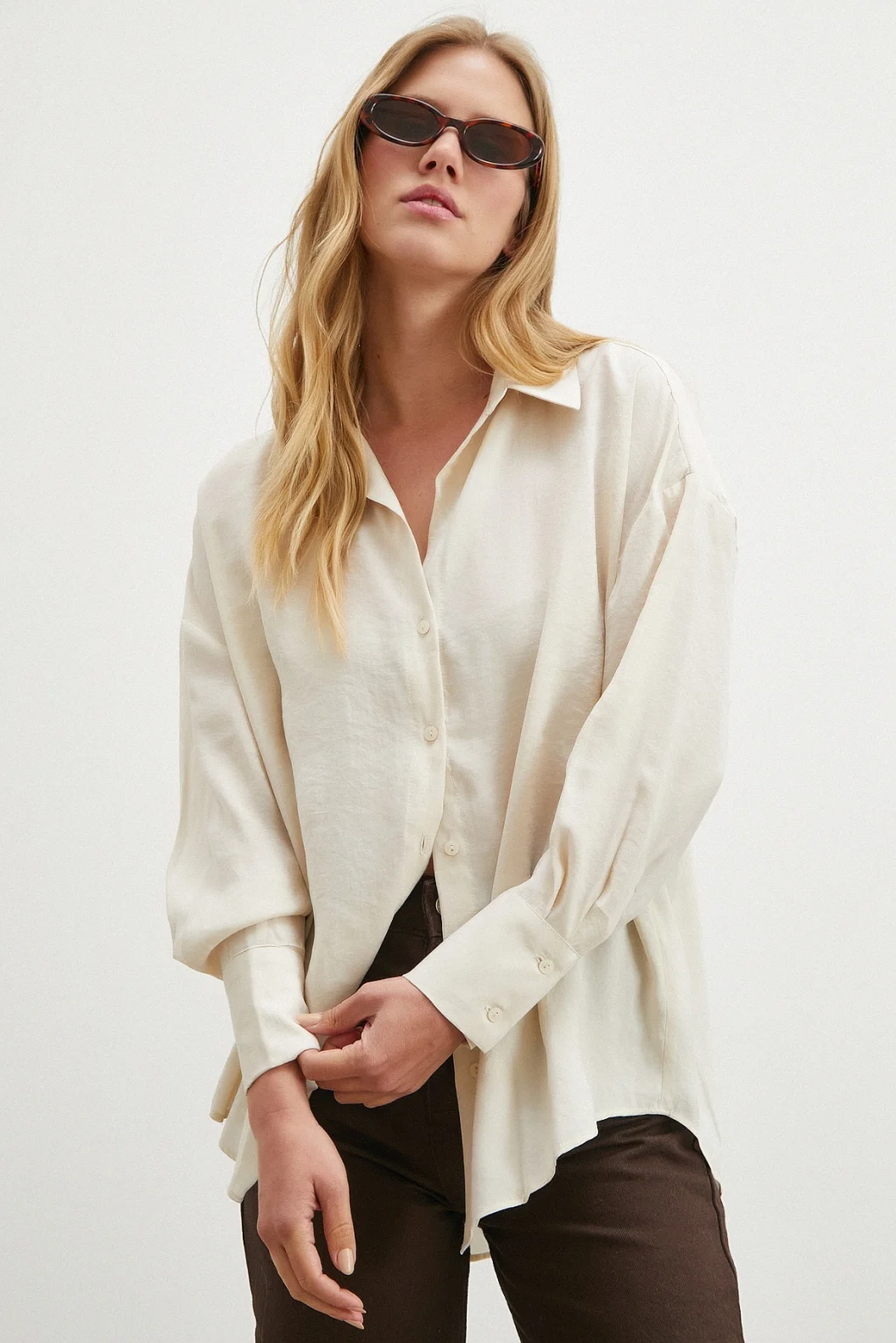 Basic Modal Gömlek Ekru